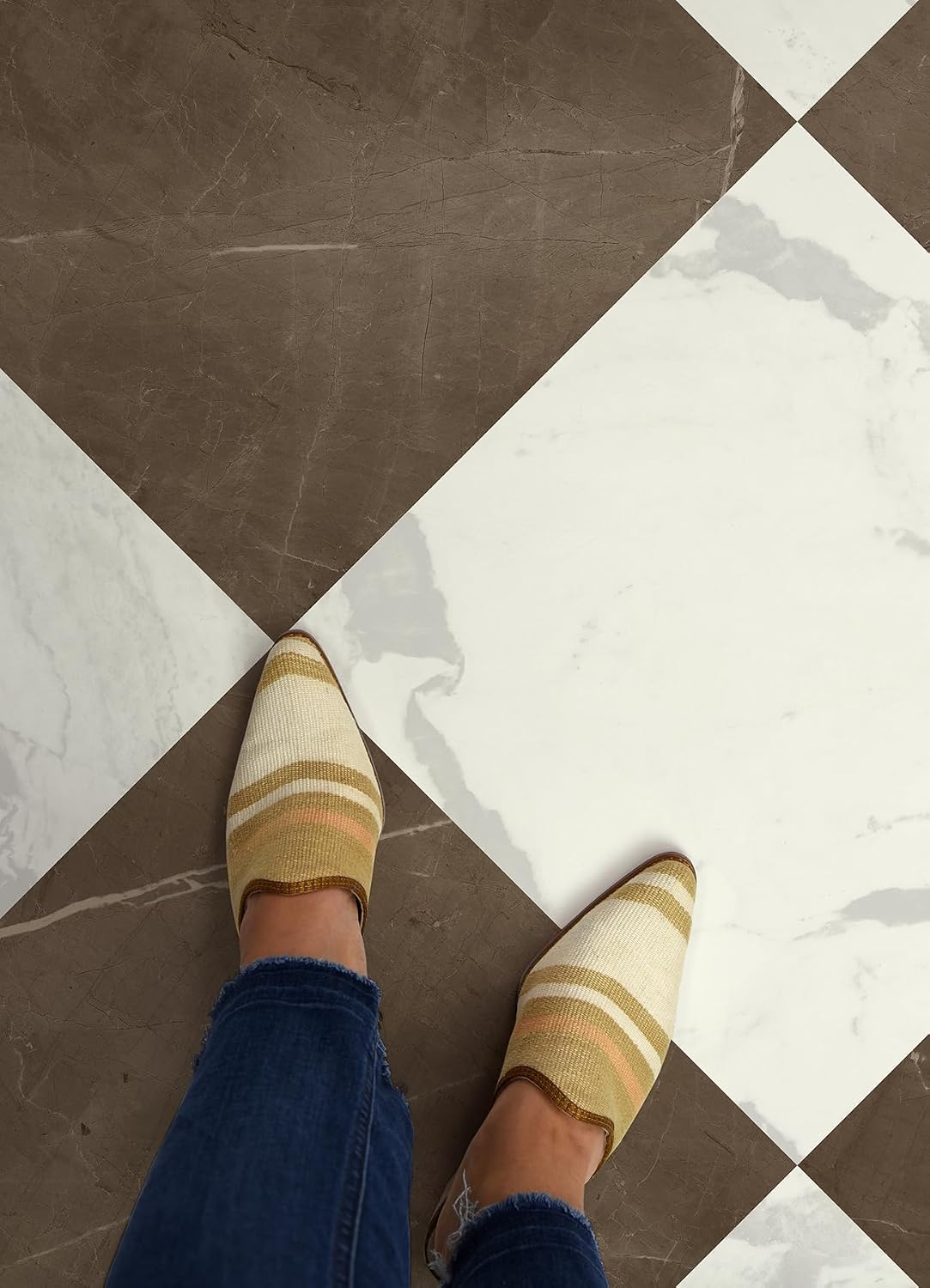FloorPops x Chris Loves Julia Bonneville Bronze Peel and Stick Floor Tiles, FP6524