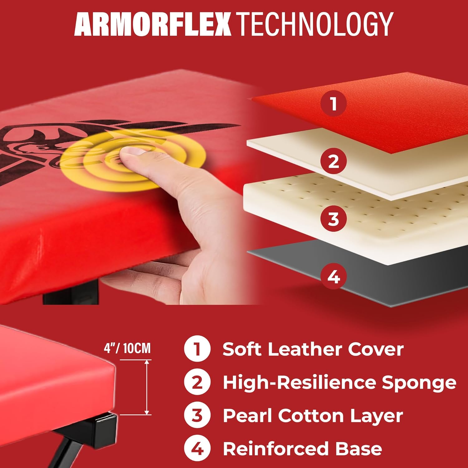 BullsArmor Rolling Mechanic Seat - Heavy-Duty Garage Shop Seat - 300 LBS Capacity - Padded Mechanic Stool with Tool Tray Storage - Durable Tubular Steel Frame - Red