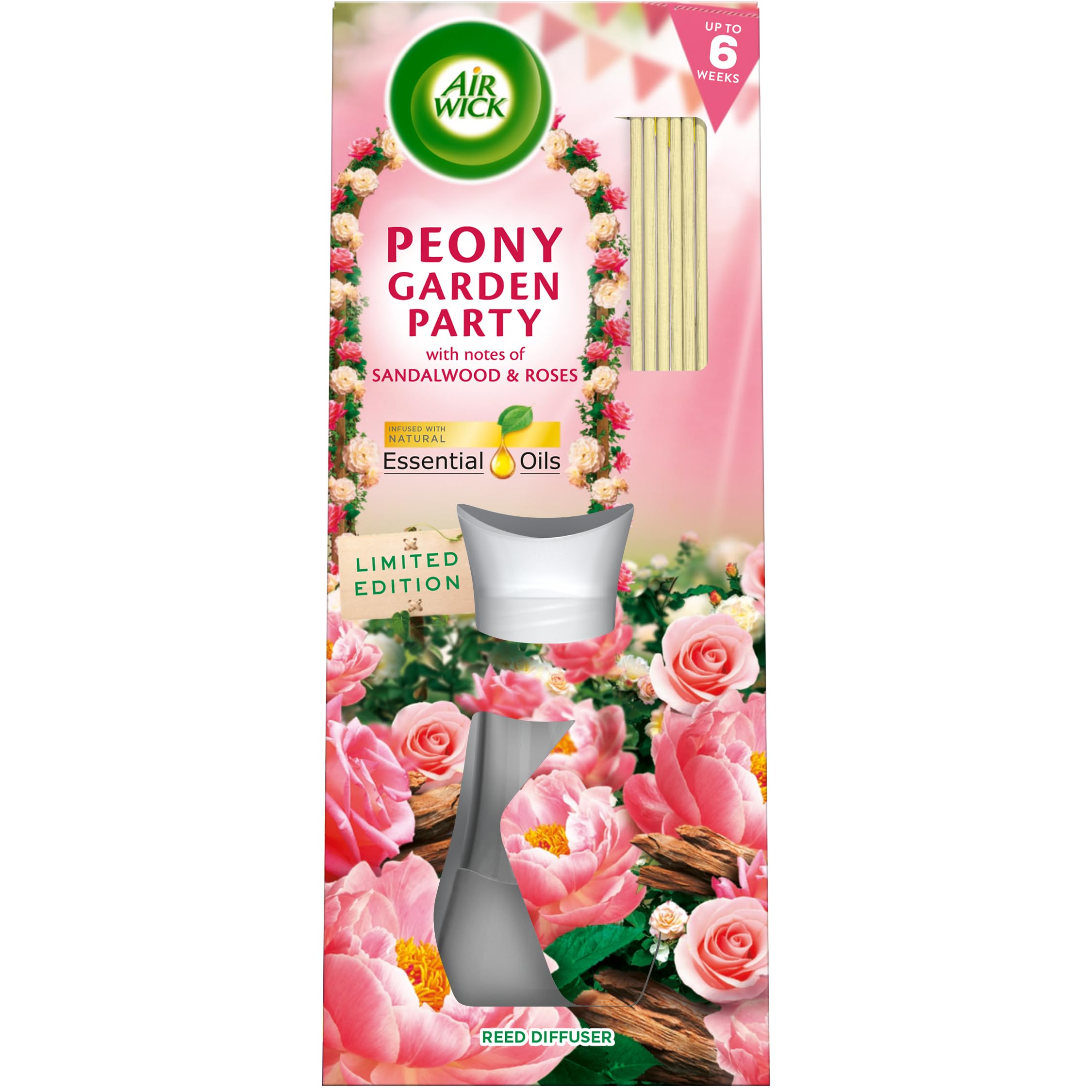 Air Wick Peony Garden Party Essential Oils Reeds Diffuser 42ml Lasts up to 6 weeks Air Freshener
