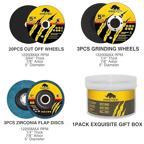 Miniatura 19 de Paquete de 26 ruedas de disco de molienda de corte con aleta angular de 4 1/2 pulgadas, 20 paquetes de ruedas de corte de 4.5 x 1/4 x 7/8 pulgadas