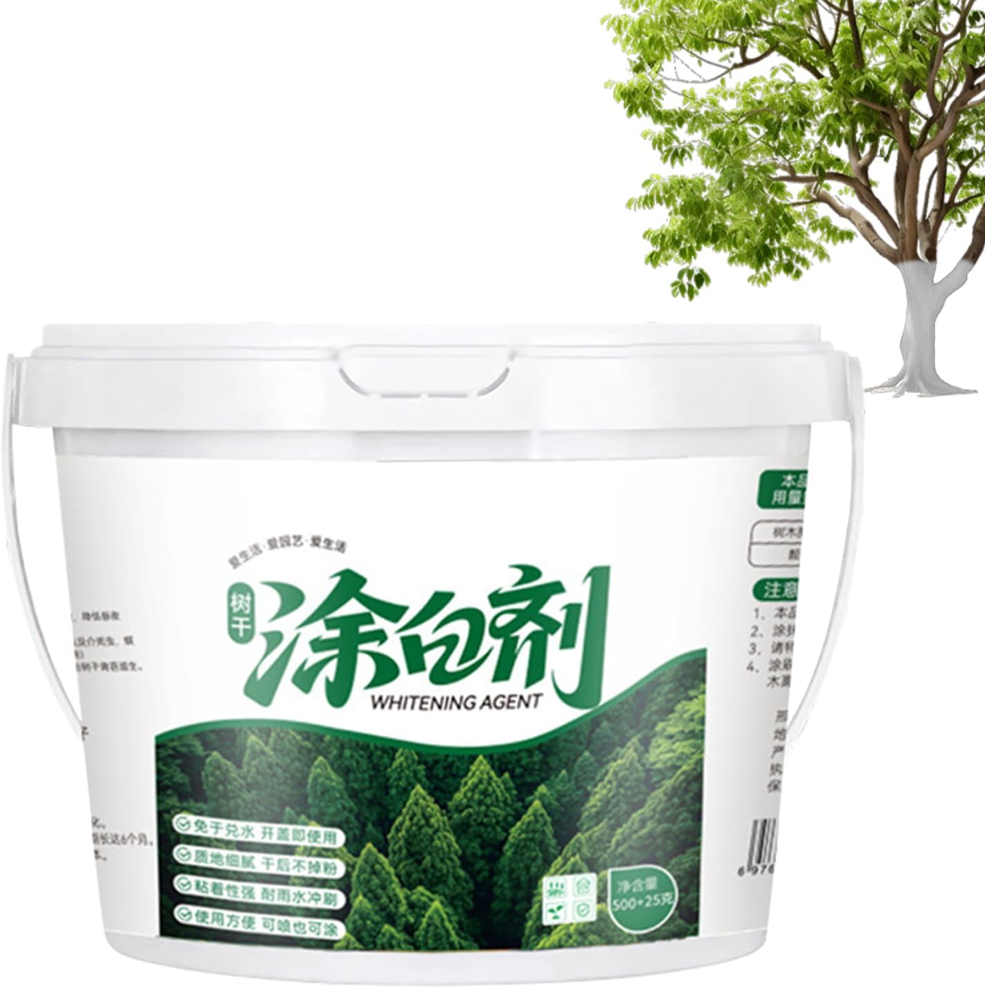 Tree Trunk Paint, 525ml Wood Whitewash Agent, Durable Tree White Paint for Outdoor Fences, Gardens, Landscapes, Farms, Forestry, Yards, and Backyard Protection and Decoration