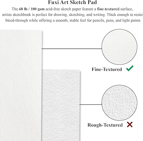 Miniatura 5 de Cuaderno de bocetos de 9 x 12 pulgadas bloc de bocetos con espiral superior paquete de 1 bloc de 100 hojas 68 libras353ozm - 100 gm2 libre de ácidos