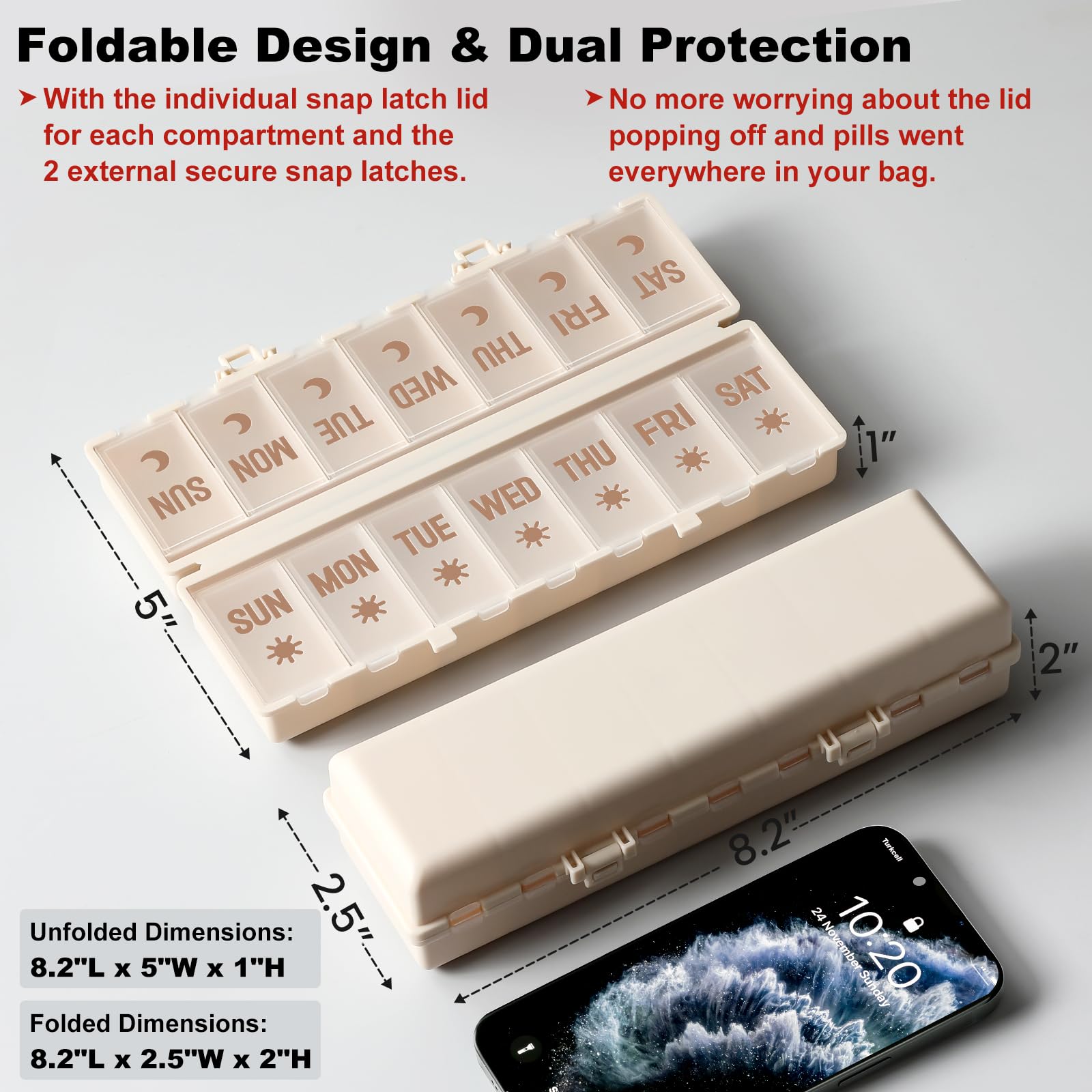Amazon.com: Foldable Pill Organizer 2 Times a Day w/Etched Labels