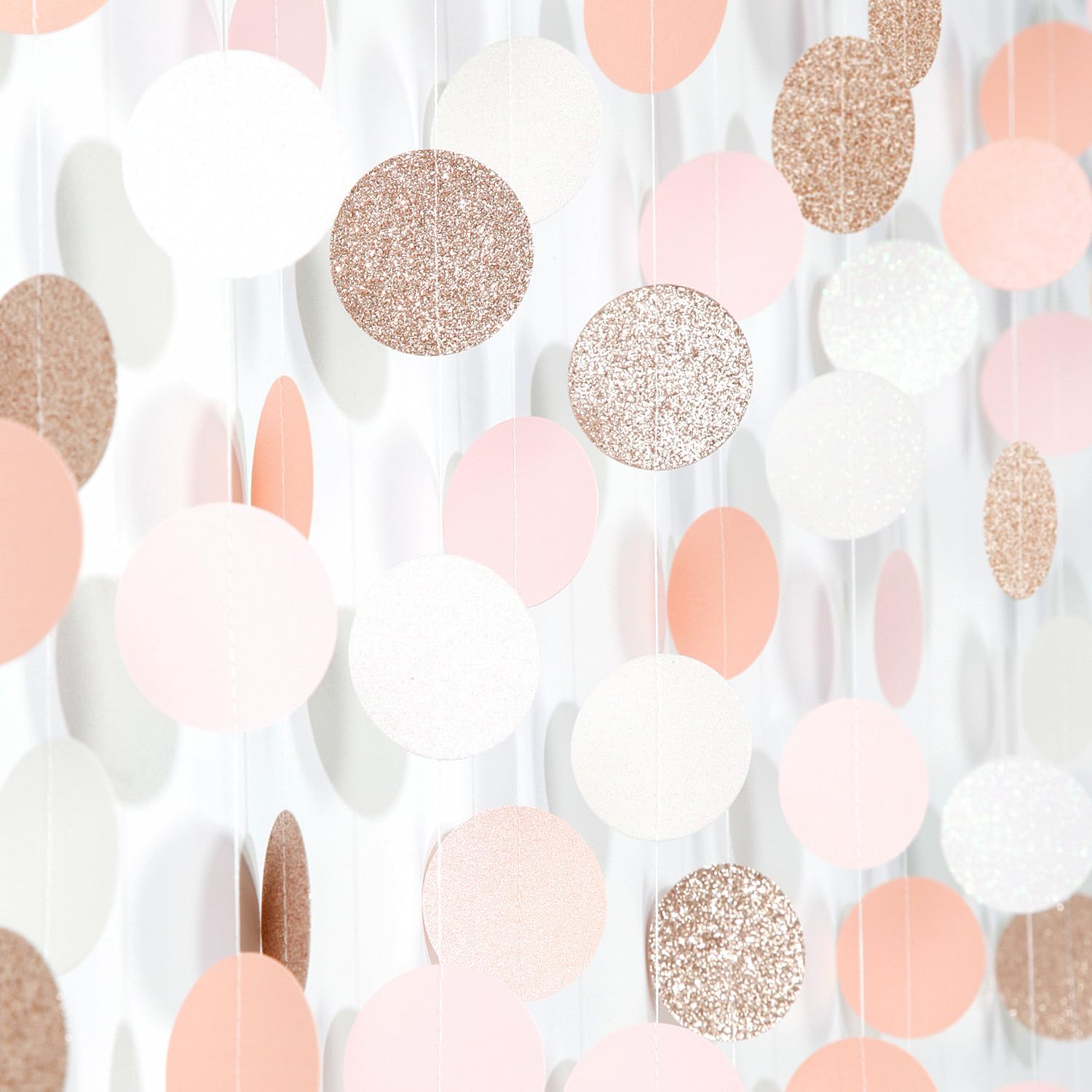 Rose-Gold Pink-White Birthday Party-Decorations Streamers - 52Ft Baby Bridal Shower Hanging Paper Garland Banner,Bachelorette Wedding Engagement