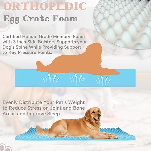 Miniatura 7 de Cama plegable 2 en 1 para humanos y perros, 72 x 48 x 11 pulgadas, cama ortopédica extragrande de espuma viscoelástica para adultos y mascotas, piel