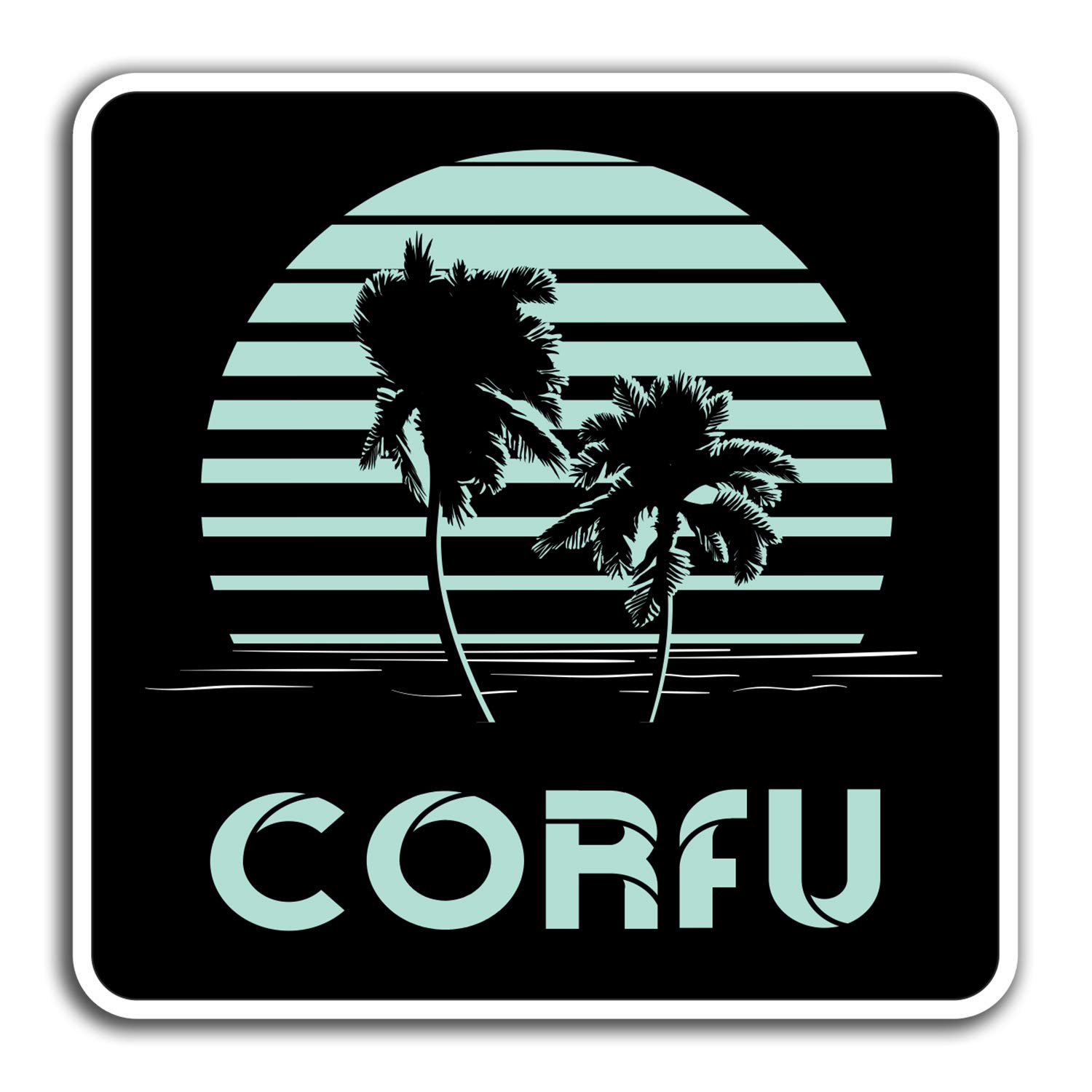 2 x 10cm Corfu Greece Sun Vinyl Stickers - Travel Sticker Laptop Luggage #23938 (10cm Tall)