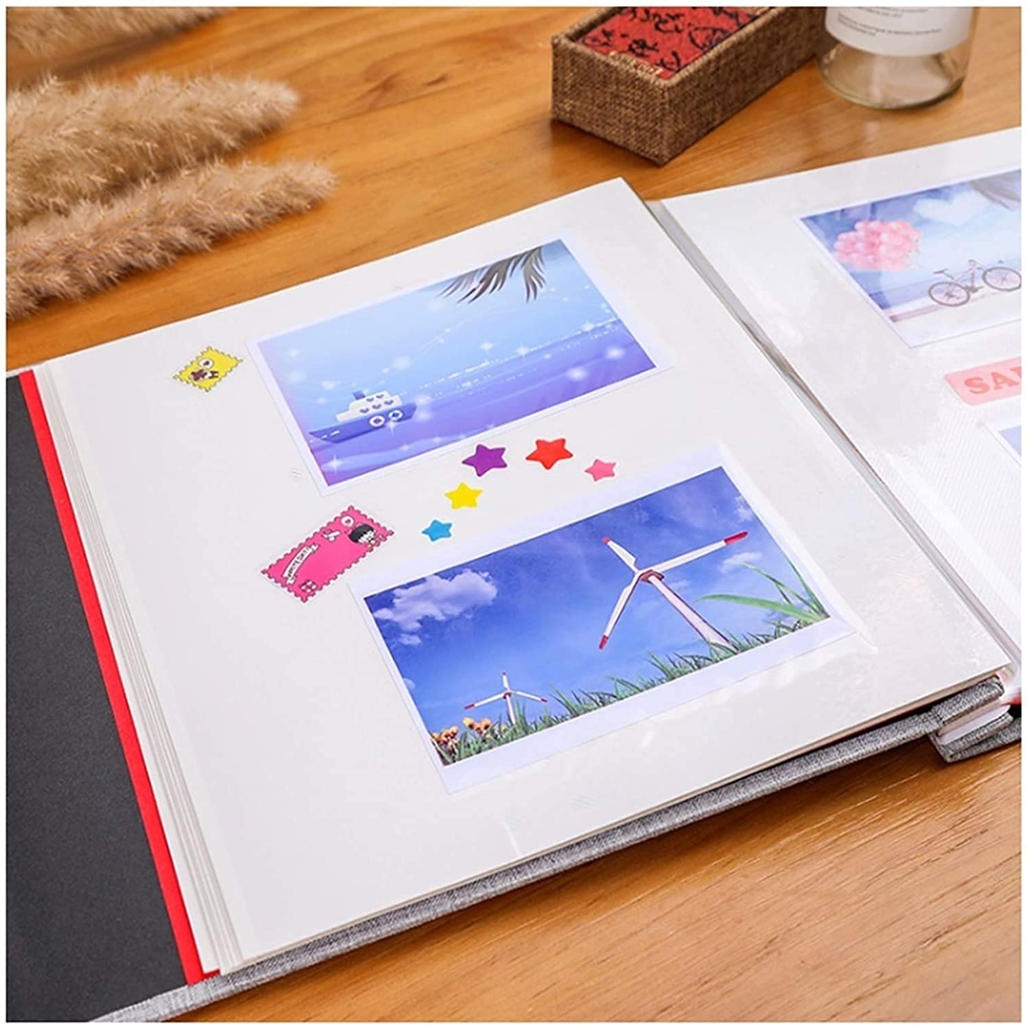 Autoadhesivo Cine Álbito Scrapbook Burlap Diy Álbum Moderno Estilo Cubierta de Lino Capacidad Manual Manual Creativo Álbum Niños Amantes de la Familia Álbum de Boda Memoria Presente Memorias Lib