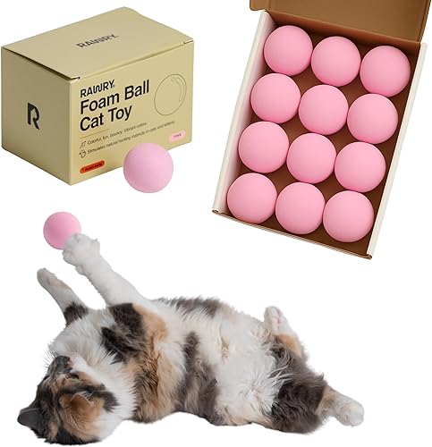 Miniatura 7 de Rawry Juego de juguetes de bolas de espuma para gatos, 12 bolas de espuma para gatos y gatitos de interior, bolas suaves, duraderas, con rebote para