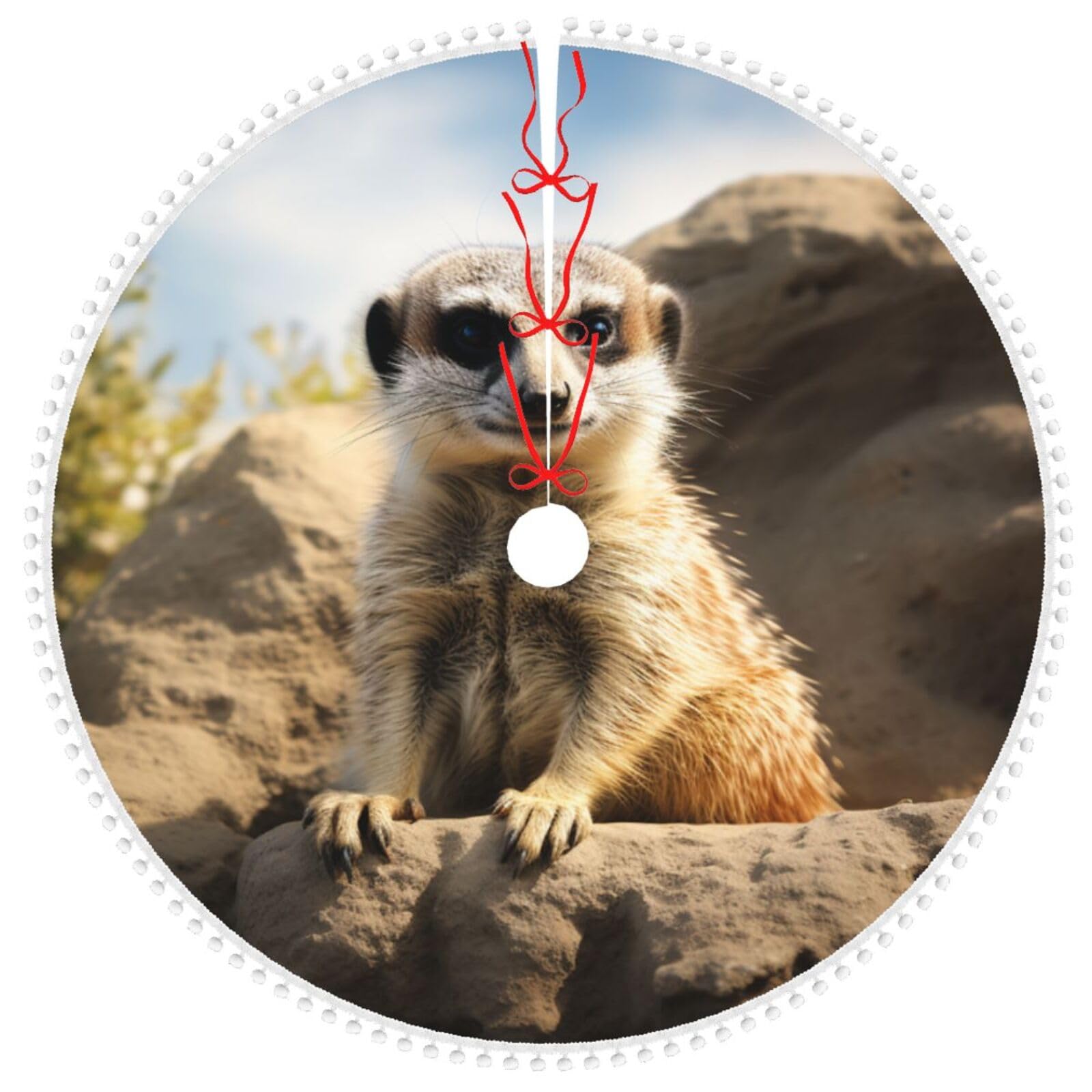 Jupe de sapin de Noël suricate double couche premium de 121,9 cm