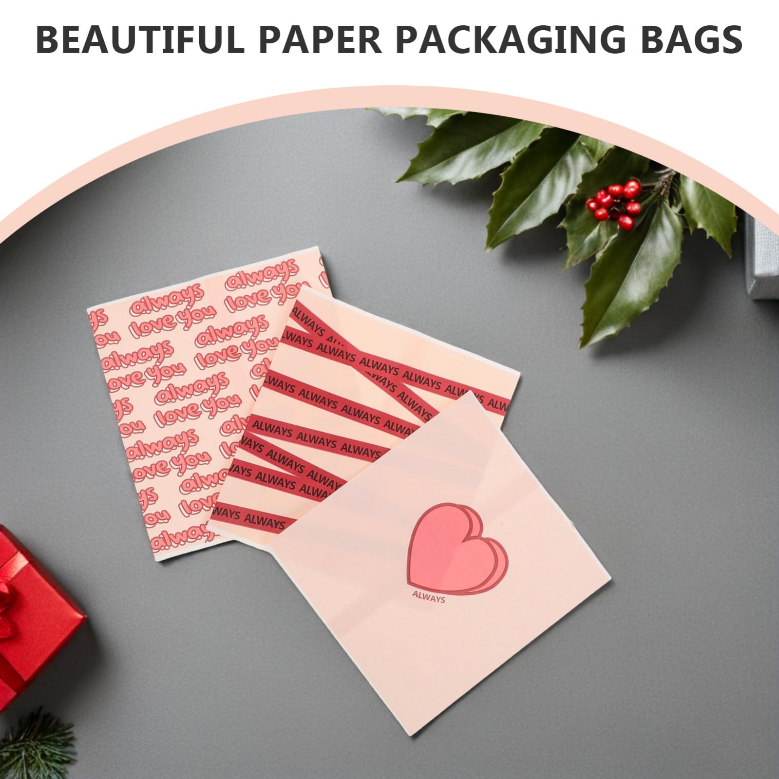 Ipetboom 150pezzi Sacchetti Per Biscotti Con Design Cuore e Nastro Per Snack Regali e Feste Perfetti Per Compleanni Natale e Occasioni Speciali