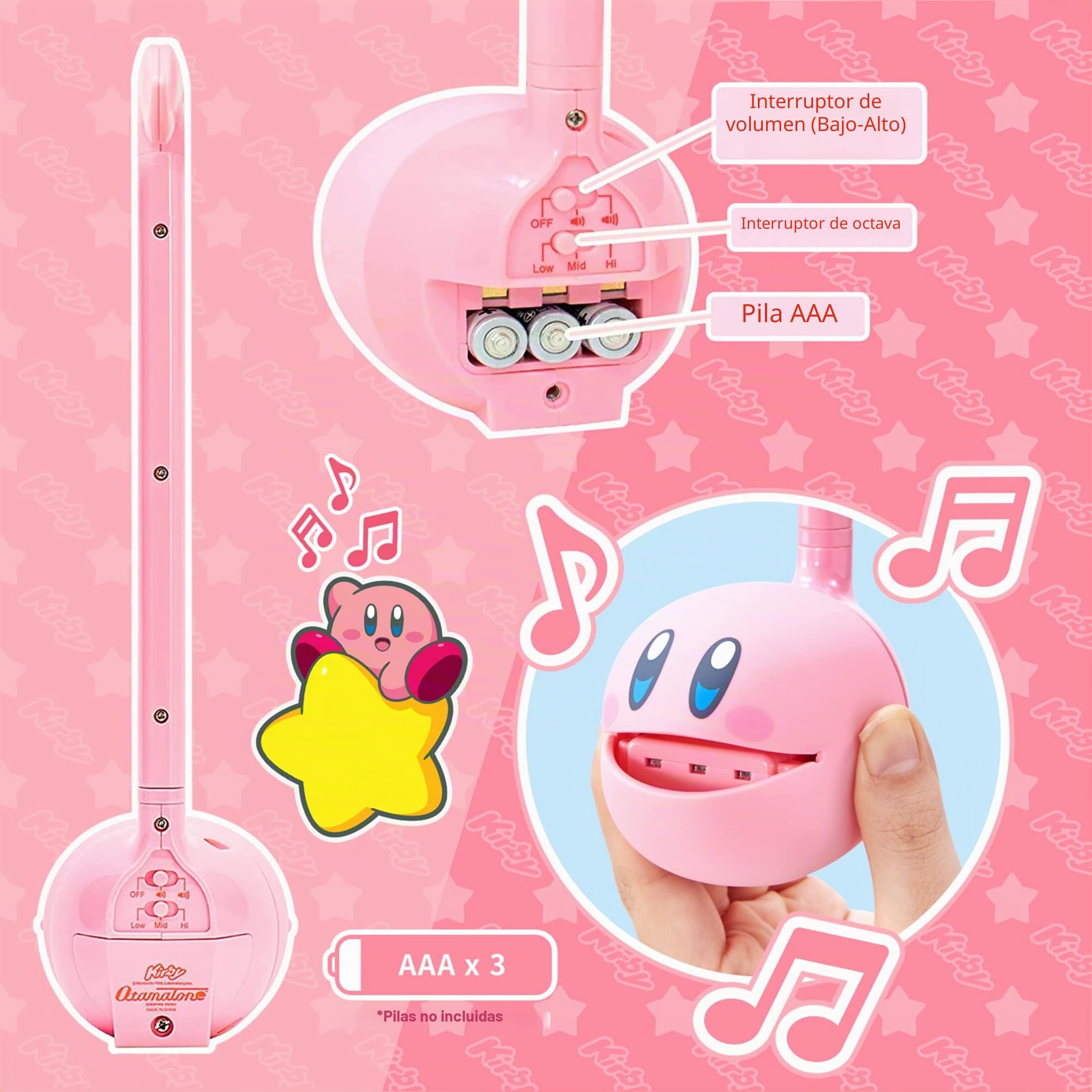 Otamatone Regular Kirby, Instrumento Musical Electrónico Japonés Sintetizador Portátil Sensibles al Tacto Musicales Instrumentos Regalo Niños Adolescentes Adultos Cumpleaños Juego Juguetes Geniales