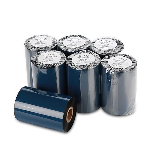 Miniatura 4 de CYTTR Cinta de transferencia térmica cinta de cera prémium para impresora de cera de 1 pulgada 1 rollo 433 x 1476 pies 4331in 14764ft para Zebra