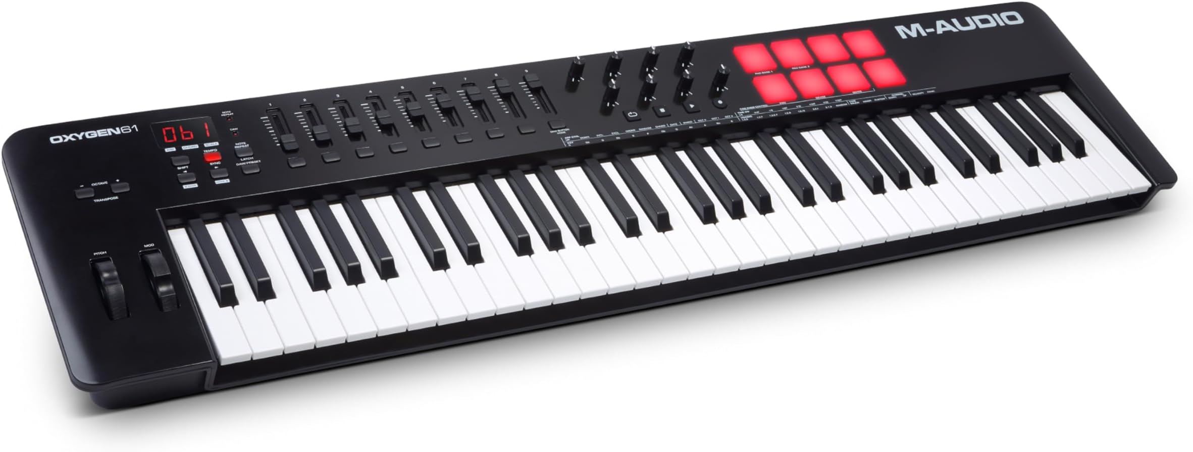 Oxygen 61 (MKV) Key USB MIDI Keyboard Controller with Beat Pads, Smart Chord, Scale Modes, Arpeggiator and Native Instruments Sound Package (NKS Integration)