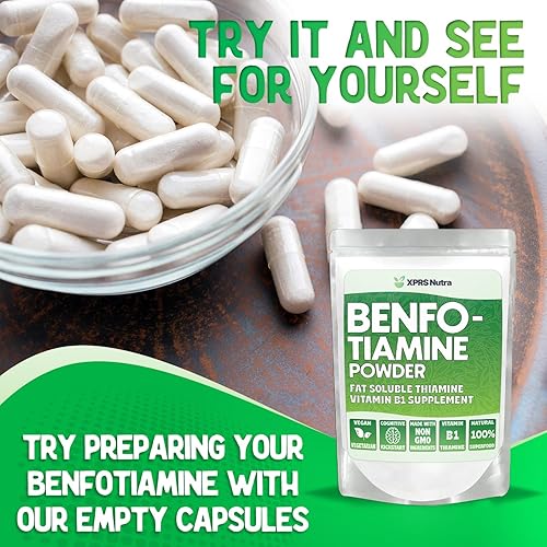 Miniatura 6 de XPRS Nutra Benfotiamina en polvo (tiamina)  Suplemento de tiamina de corazón feliz soluble en grasa  Benfotiamina para la cognición  Polvo de