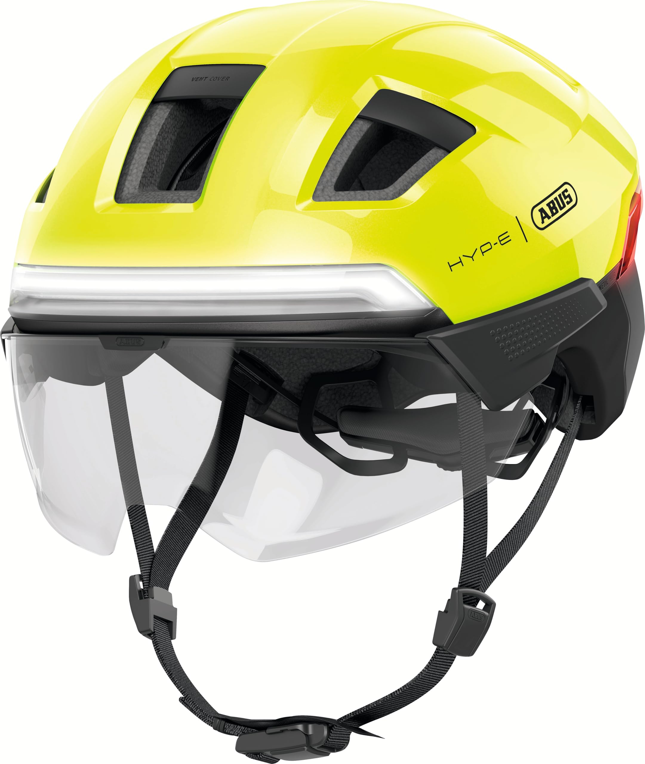 ABUS HYP-E B.Lace - Casco de Bicicleta con luz Delantera, Trasera y Intermitente y luz de Freno inalámbrica activable - con Visera y Orejeras - para Bicicleta eléctrica y S-Pedelec