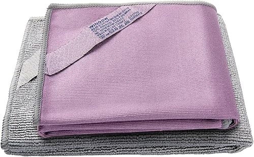 Longmann Paño de limpieza de ventanas, paño de vidrio, paño de limpieza, rayas sin marcas (morado, 1 paquete, gris, 1 unidad)