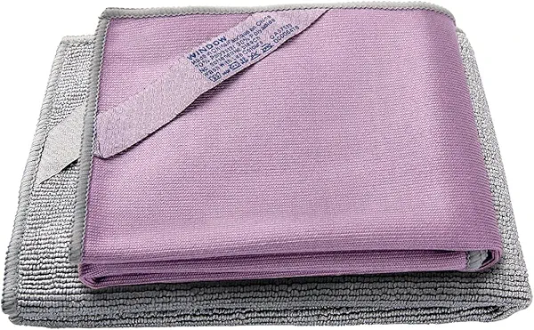 Longmann NΘrwex Basic Package Window Cleaning Cloth and Enviro Cloth Glass Cloth, Cleaning Cloth, Streaks Schatches Free (Purple 1 Pack, Grey 1 Pack)