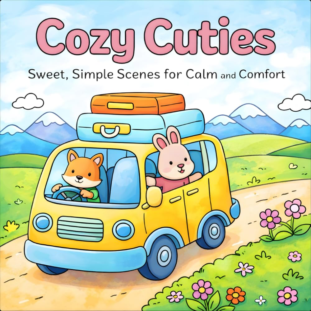 Cozy Cuties: Sweet, Simple Scenes for Calm and Comfort Hygge Moments Adorable Animal Characters For Adults Teens and Kids