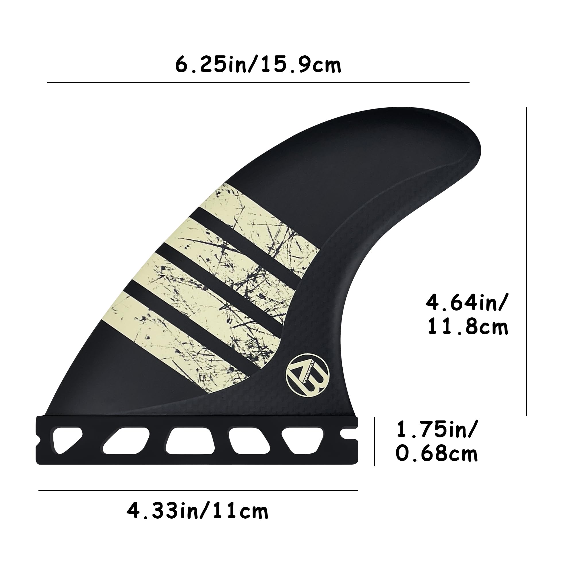 Palmes tri ultra légères en carbone simple/double languette – Ensemble d'ailerons de propulseur de planche de surf Taille M