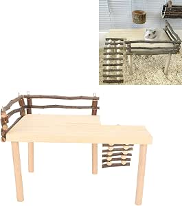 Hamster Climb Platform Kit - Wooden Activity Playground With Ladder, 30x21x21 Cm, For Small Pets