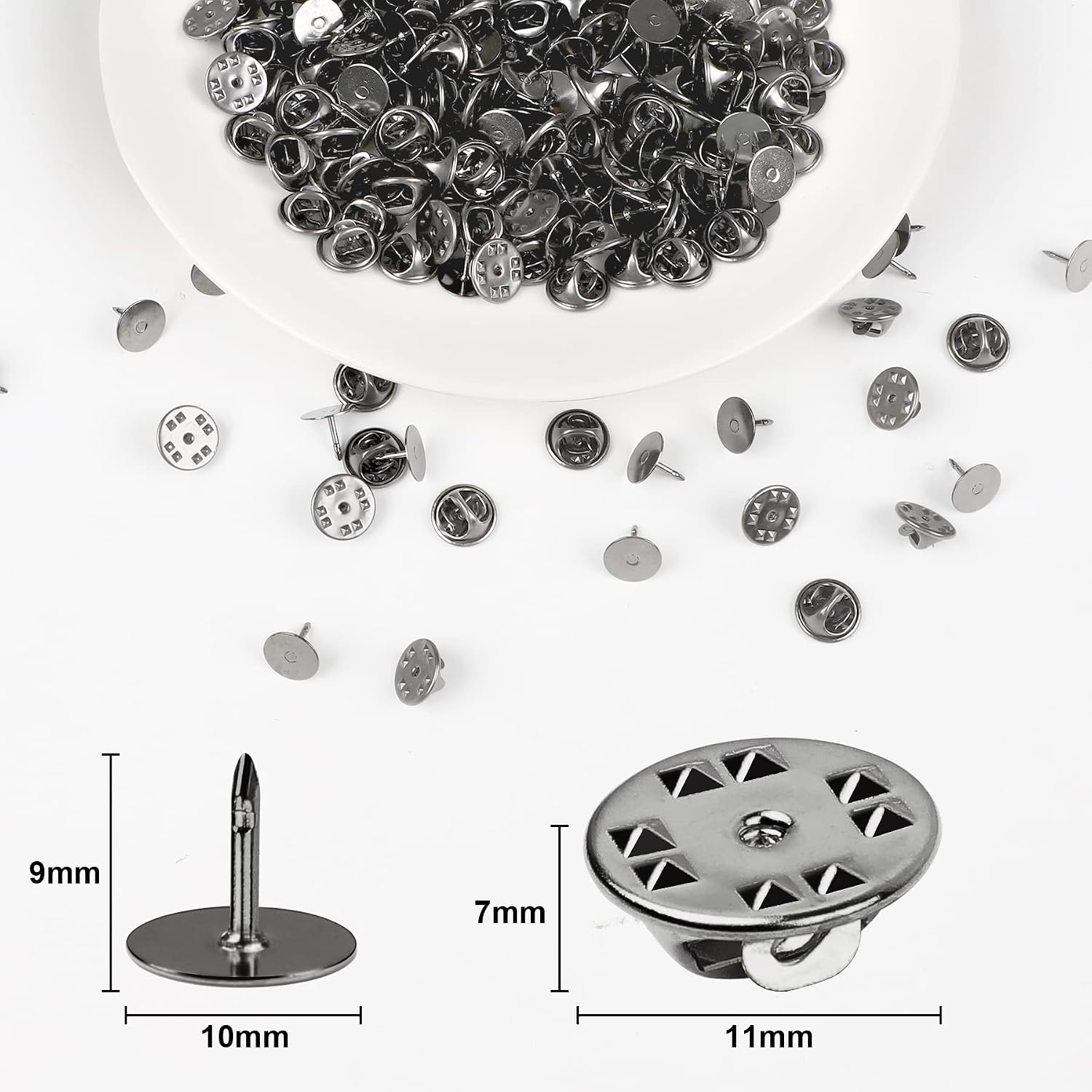 JANYUN 120 Pairs Black Butterfly Clutch Tie Tacks Blank Pin Clasp Back image 2