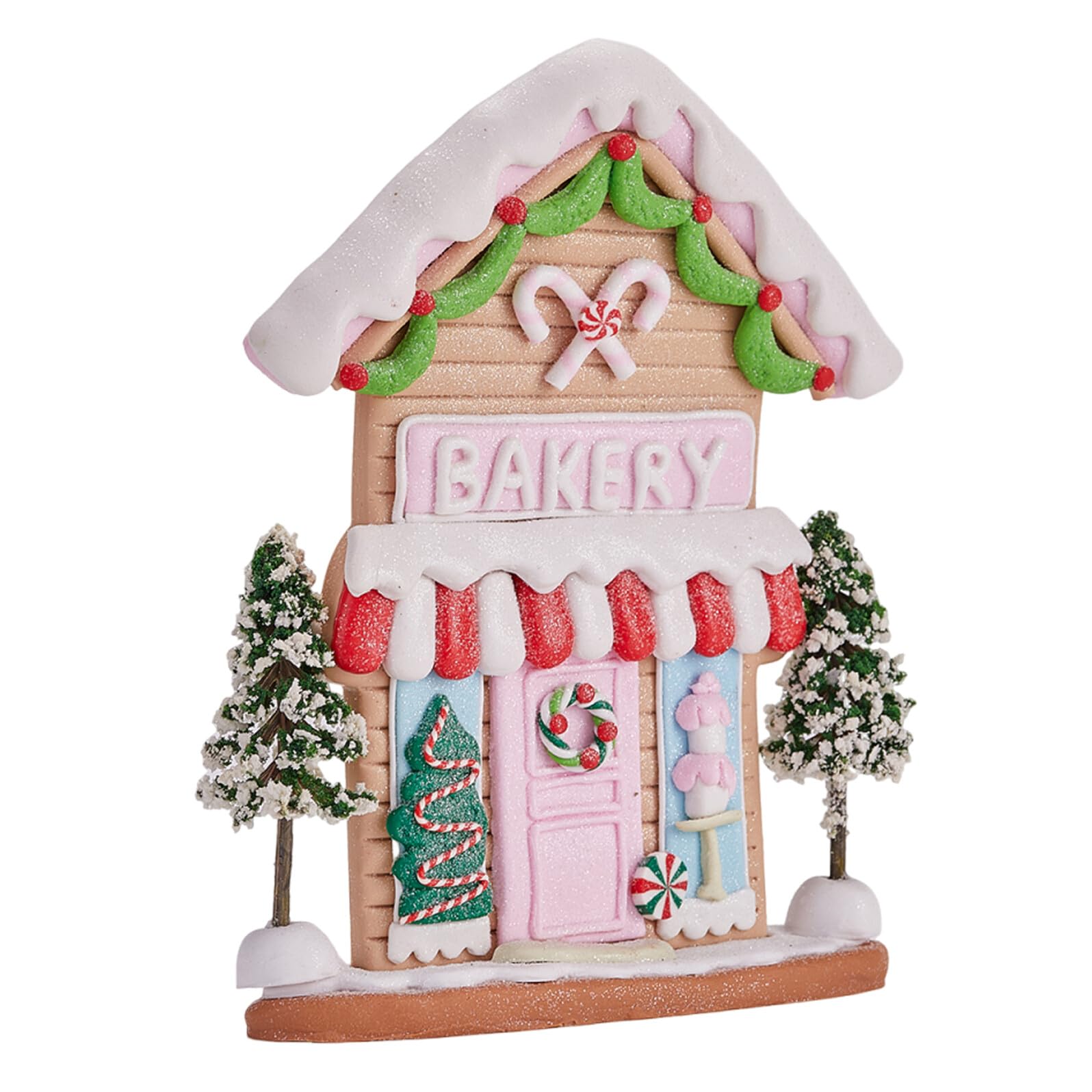 Casita de Jengibre Navideña de Arcilla Polimérica Pintada a Mano Adorno Decorativo Pequeño Árboles Figura para Decoración de Mesa y Hogar Invierno Detalle Artesanal Festivo