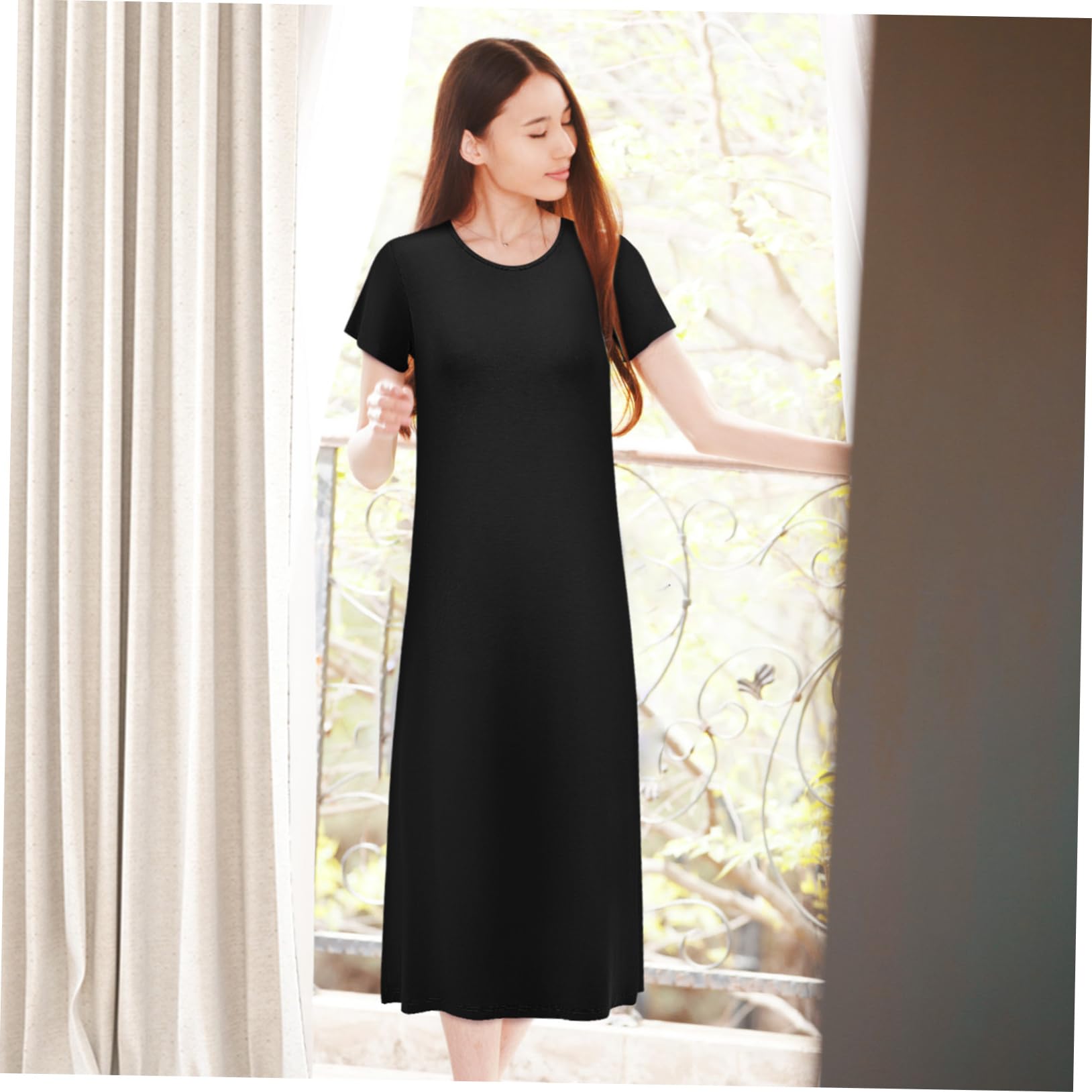 Gonna da Casa Vestito Ampio Abito da Notte per Donna Indumenti da Notte Camicie da Notte da Donna Camicia da Notte da Donna Abbigliamento per La Casa delle Donne Rosa Modale