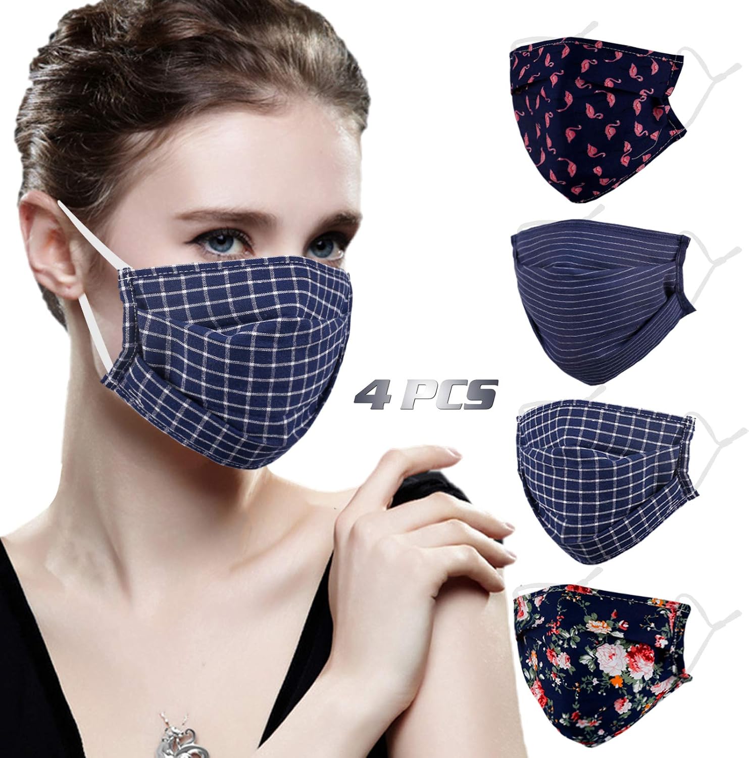 Genovega Stylish Face Mask with Adjustable Ear Loops, Folding Breathable Decorative Facemask for Women Man