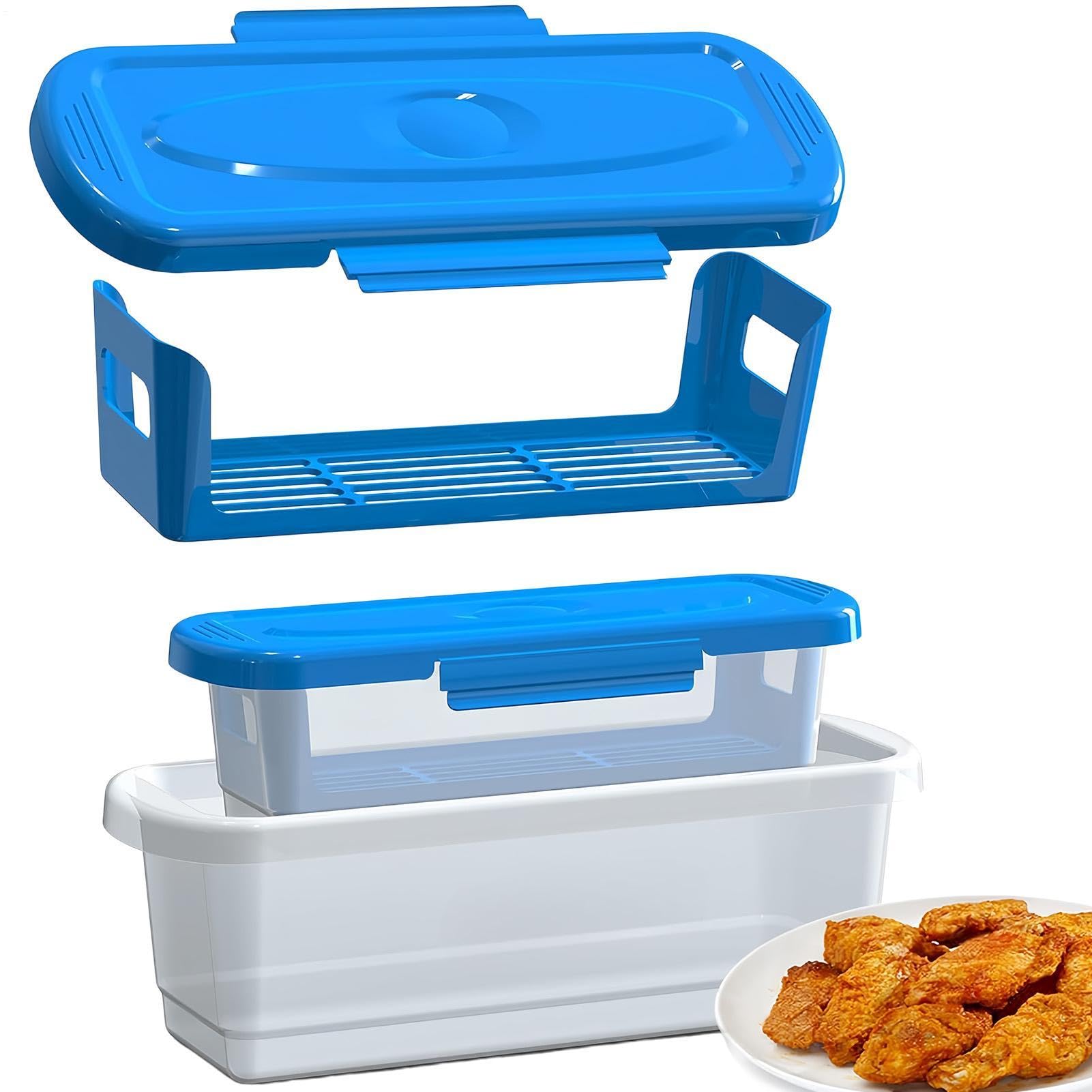 Shaker per panatura con coperchio | 2 utensili da cucina con vassoio - Shaker per pollo fritto - Per di pollo, rondelle di cipolla, verdure, cucina, sala da pranzo e ristorante