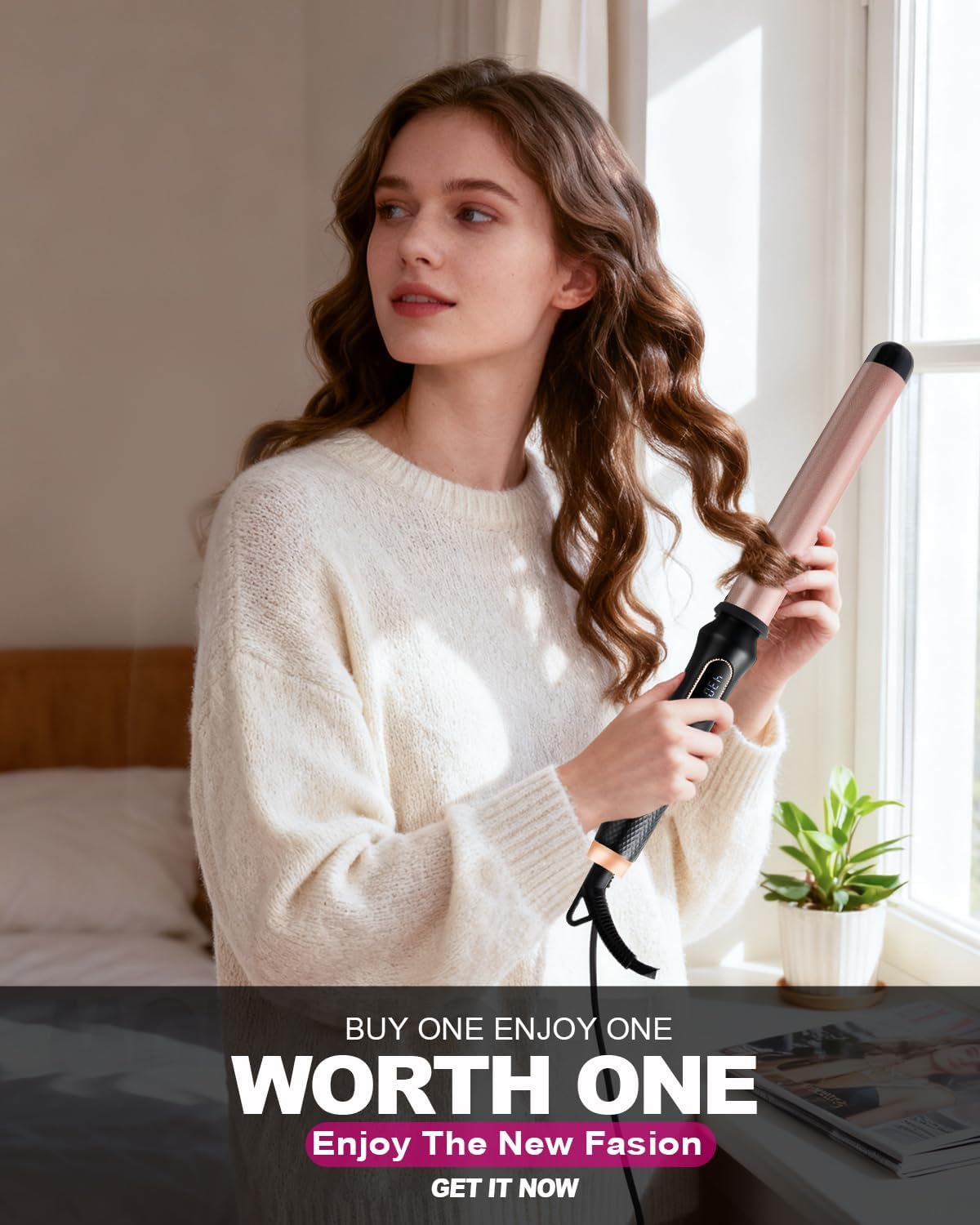 Curling Wand 1 1/4 Inch,Curling Iron 1.25 Inch Long Barrel Professional for Long Hair,Clamp Free Curling Wand for Quick Styling. - Image 5