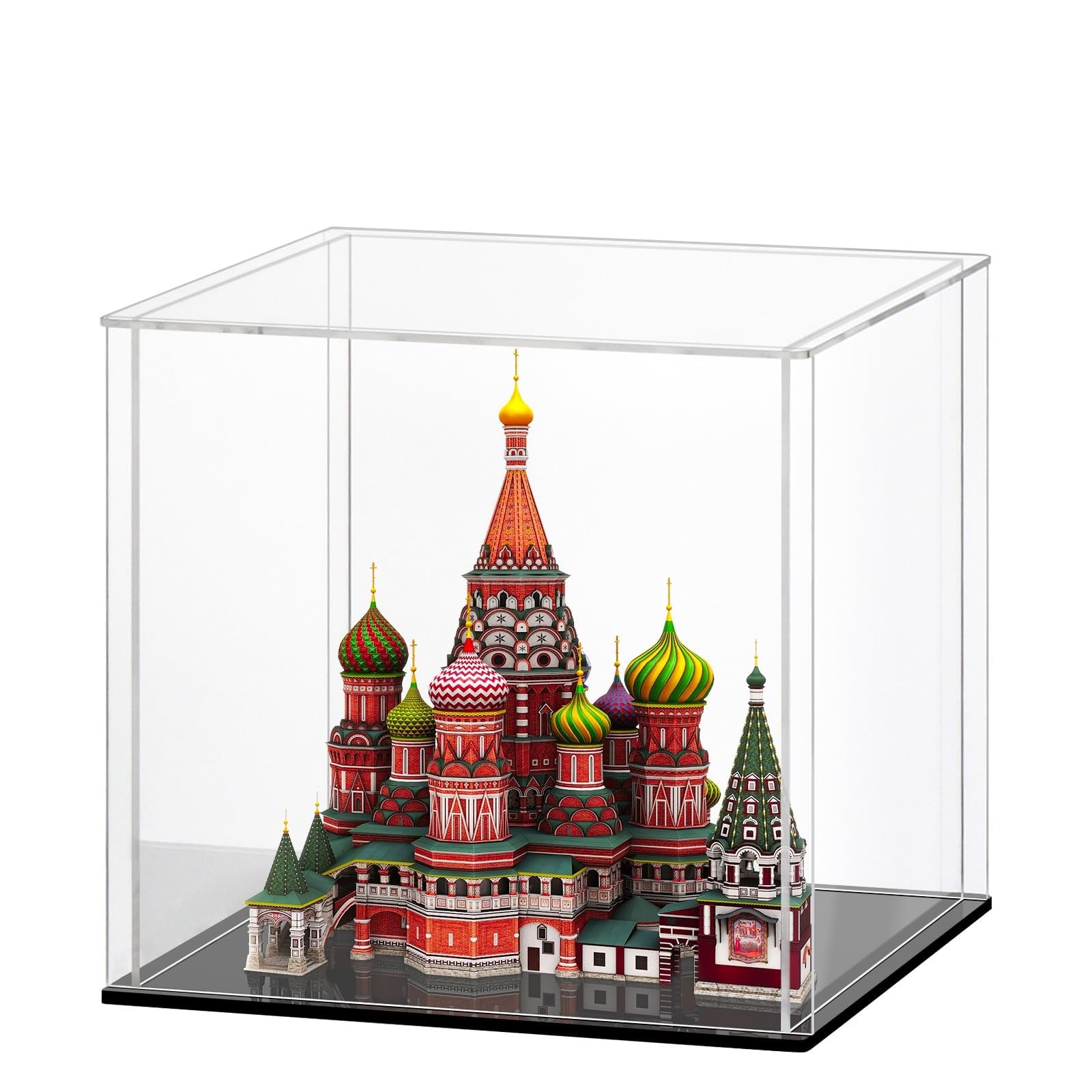Huijintao Black Clear Acrylic Display Case Countertop Box Cube Organizer Stand Dustproof Protection Showcase For Action Figures/Toys/Collectibles(8X8x8inch;20X20x20cm)
