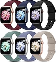 Vista 9 de Paquete de 6 correas deportivas compatibles con Apple Watch de 38mm 40mm 41mm 42mm 44mm 45mm 49mm 46mm, correa impermeable de silicona para iWatch
