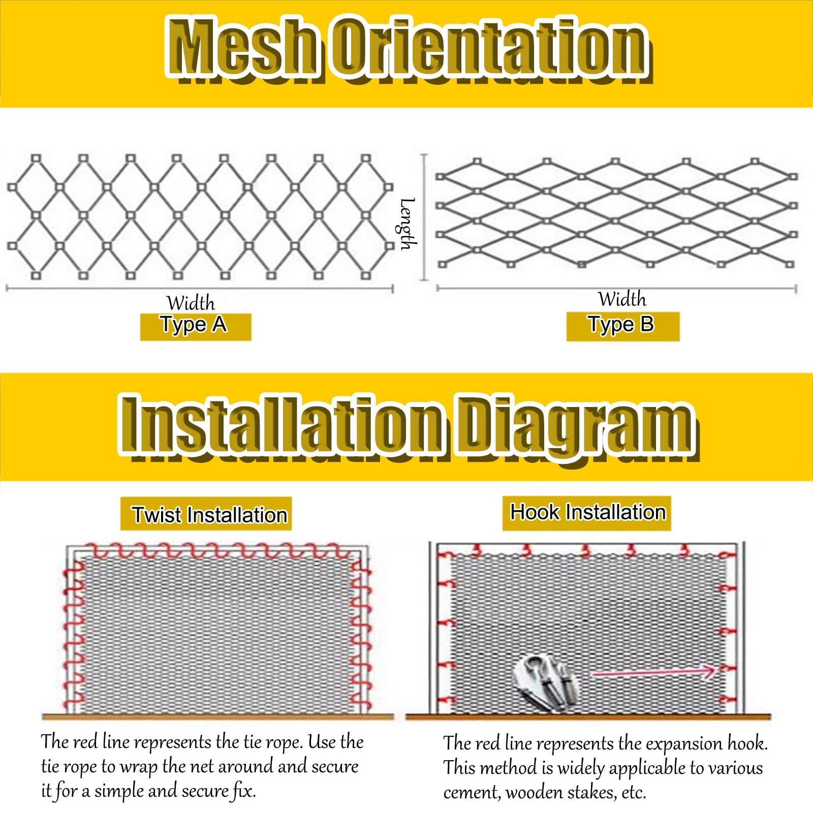 Flexibles Sicherheitsnetz für Treppenschutz, langlebiges 304 Edelstahl-Seilnetz, dehnbares Balustraden-Füllnetz, Mehrzweck-Zoo-Sicherheitsnetz (4'/13.1' x 9.8')