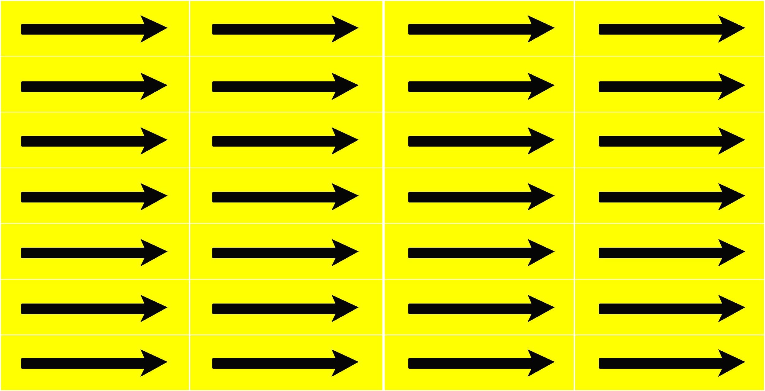 Arrow (Indicating Arrows) ____Gas or Water Pipe or Tubing Labels__<PACKAGE OF 56 LABELS> 3/8" Height, 1-1/2" Width, Black Arrow on Yellow Background, TEMPO GAS SYSTEMS High-visibility, Industry-standard Information and Safety Labels