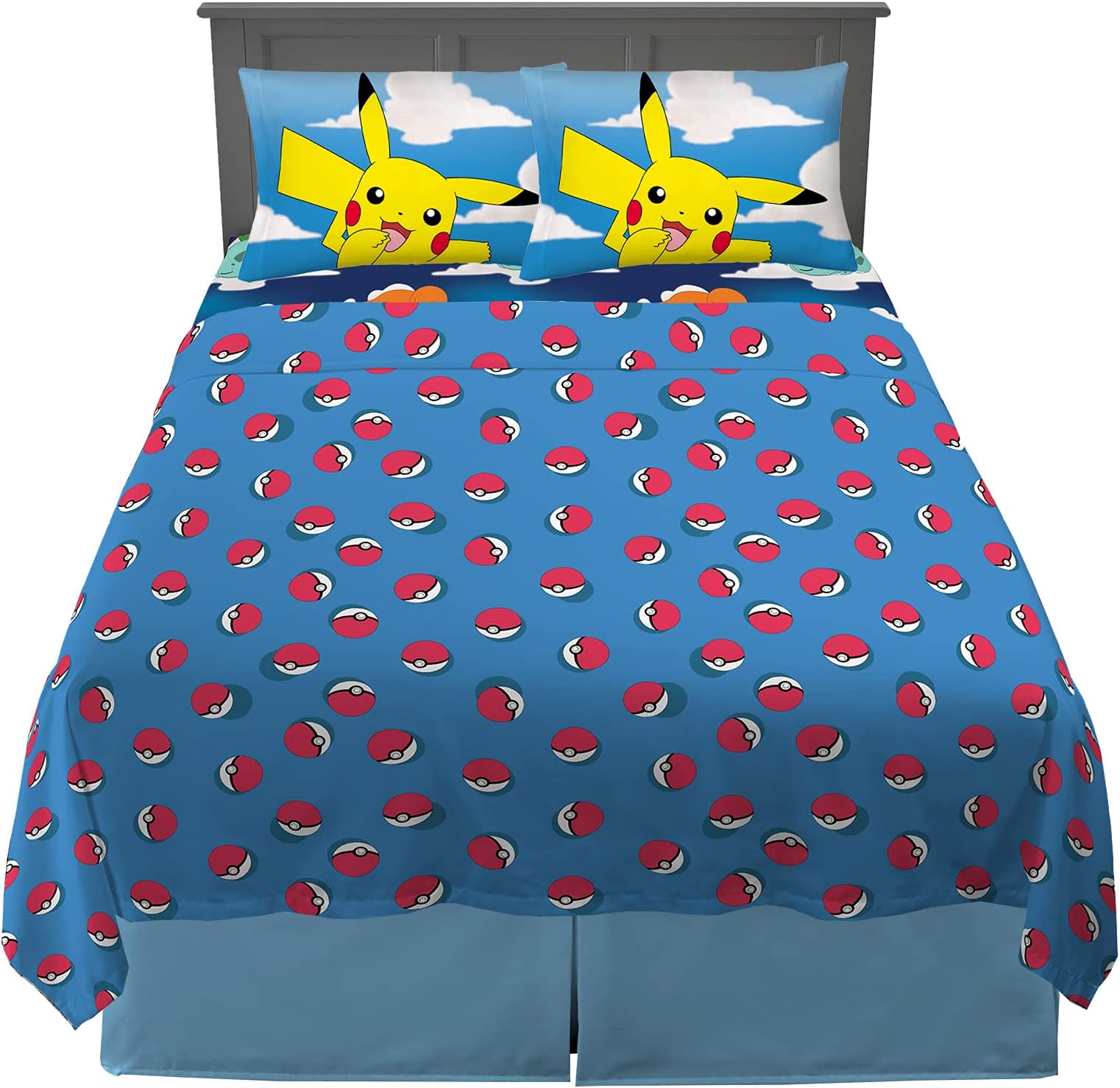 Franco Kids Bedding Super Soft Microfiber Sheet Set, 4 Piece Full Size, Pokemon