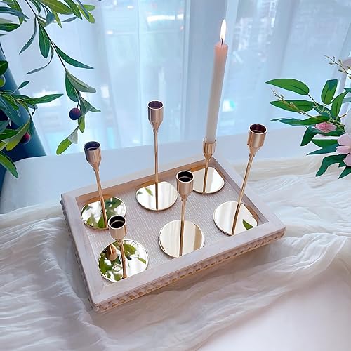 Miniatura 8 de Portavelas cónicos de oro francés para centro de mesa de boda, portavelas cónicos altos a granel, juego de 6 portavelas de metal para comedor o