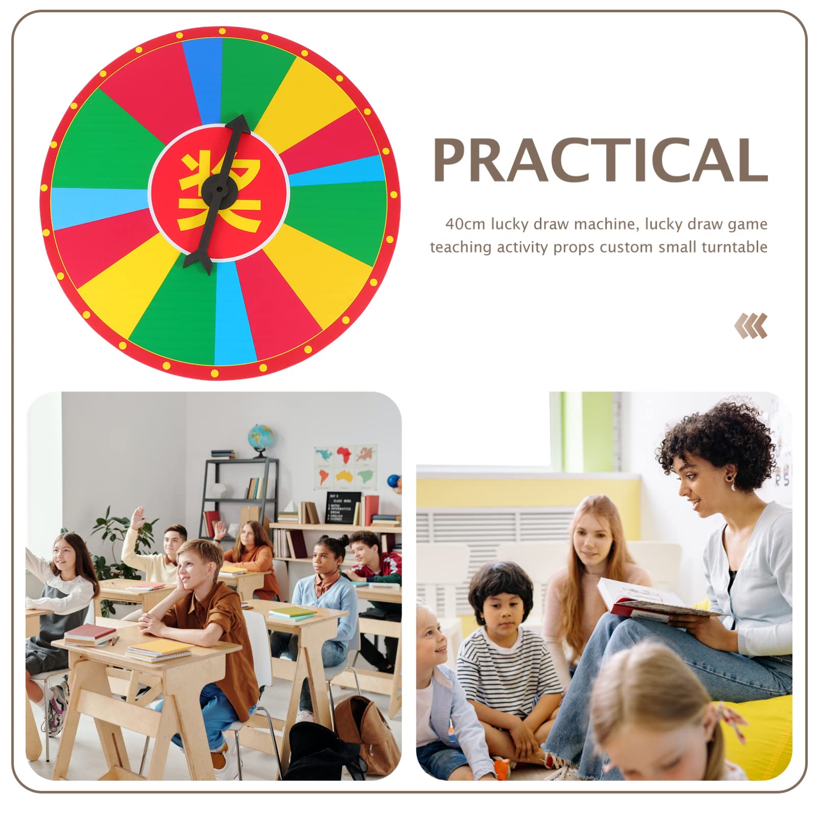 KOMBIUDA 1Pc Hanging Draw Wheel Game Prop for Teaching Activities Prize Wheel Turntable for Parties Carnival Fun Easy to Carry and Store Construction