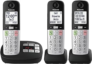 Panasonic Cordless Phone, Easy to Use with Large Display & Big Buttons, Flashing Favorites Key, Flashlight, Call Block, Volume Boost, Talking Caller ID, House Phones, 3 Cordless Handsets - KX-TGU432B
