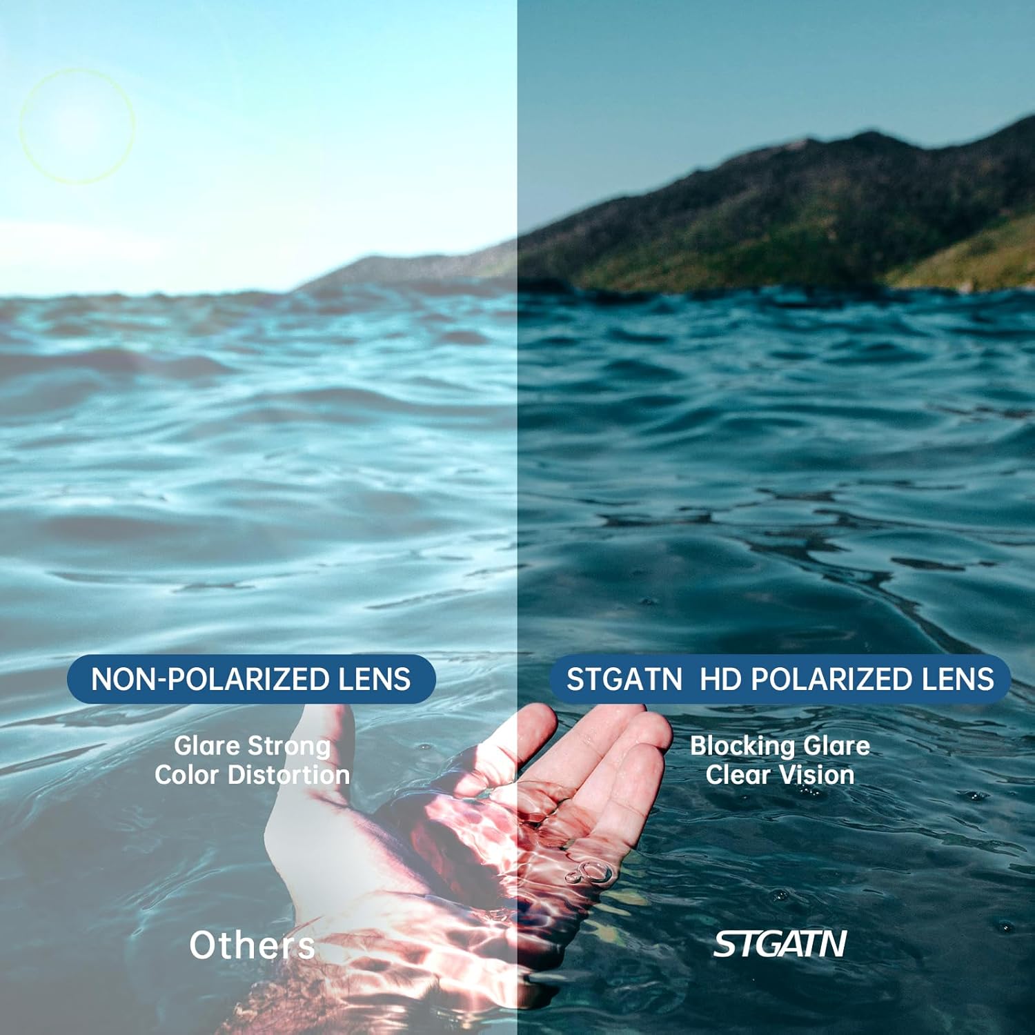 STGATN Polarized Mens Sunglasses, 2 Packs, No Slip Matte TR90 Frame, UV Protection ST065