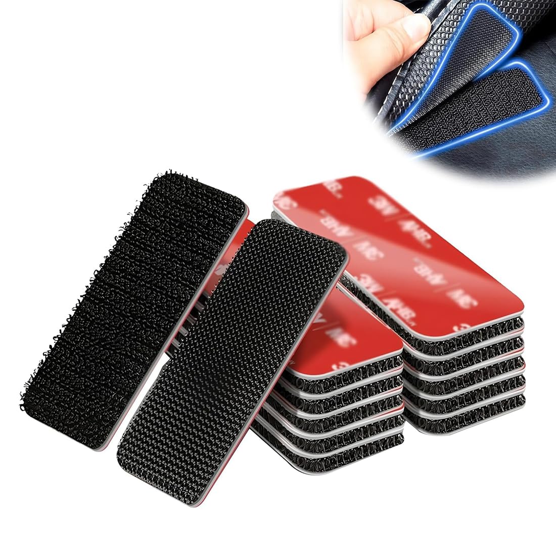 10 Sets Heavy-Duty Hook and Loop Strips, 8x3cm Waterproof Double Sided Tape - Strong Self VHB Adhesive Strips for Walls, Glass, Tile, Metal, Wood - Indoor & Outdoor Use
