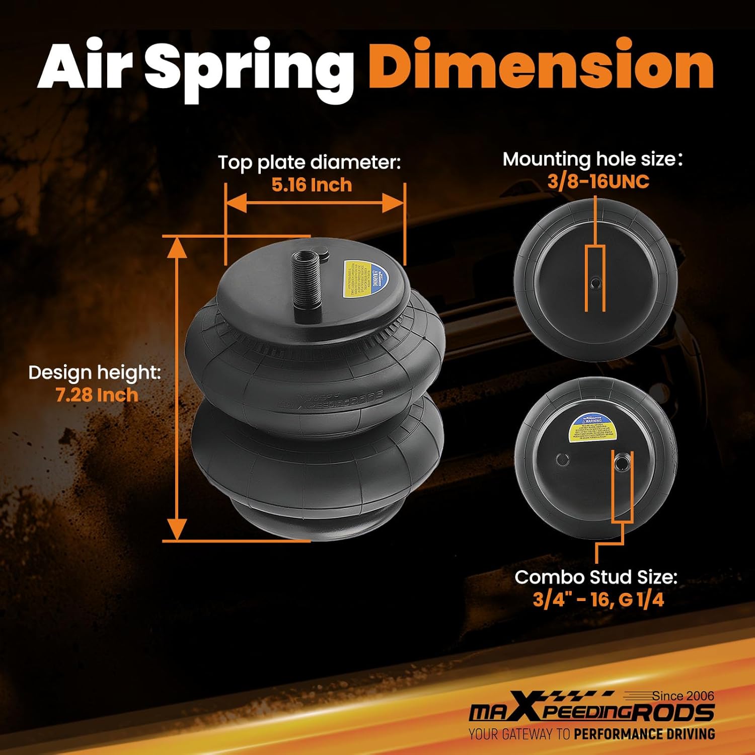 maXpeedingrods Pack of 2 Replacement Air Spring Bags for Firestone 6401, 1/4" NPT Double Convoluted Air Suspension Bags for Trucks