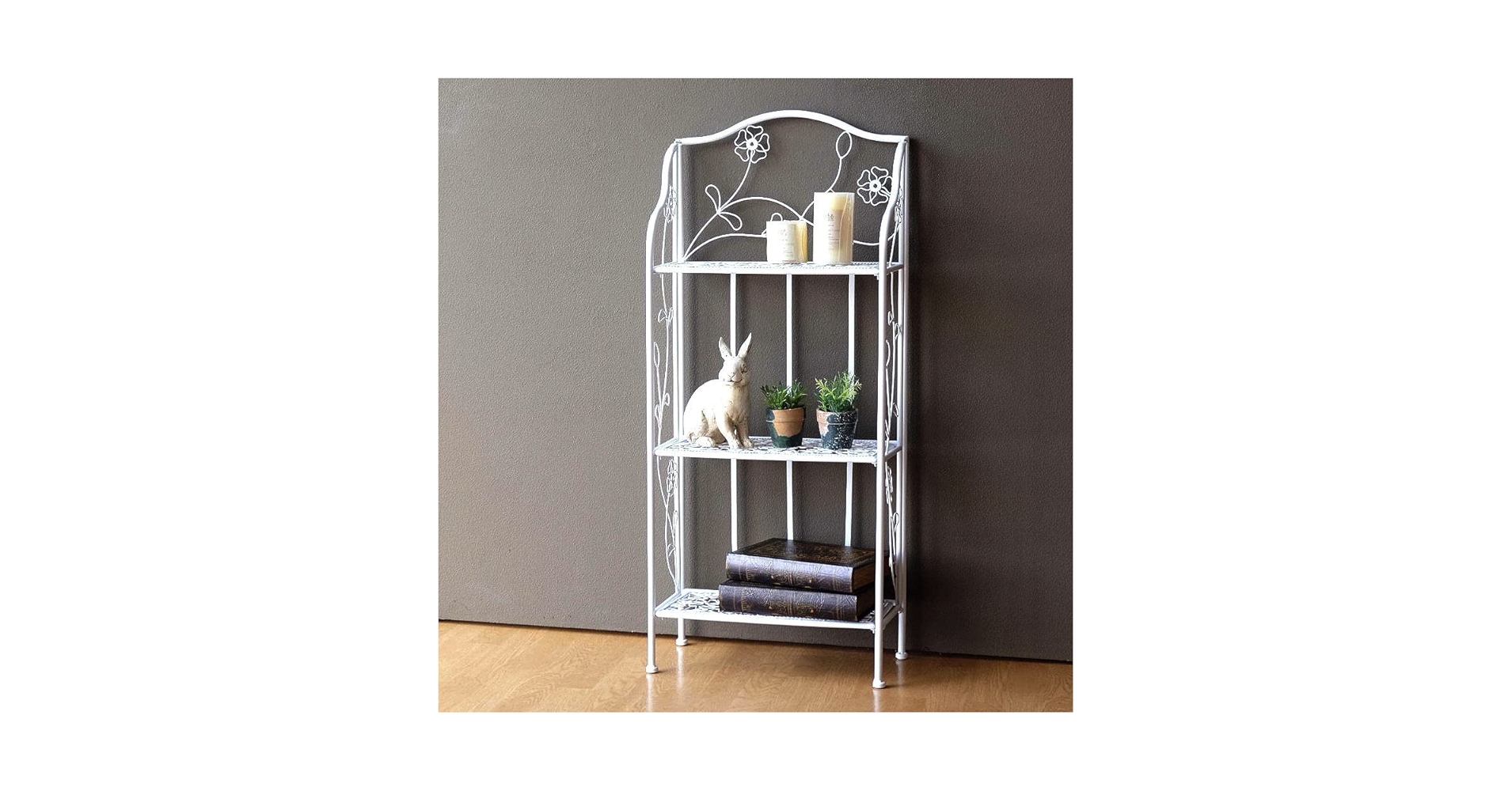 Amazon|棚 シェルフ アイアン 3段 スリム 薄型 折りたたみ ホワイト Amazon|棚 シェルフ アイアン 3段 スリム 薄型 折りたたみ ホワイト