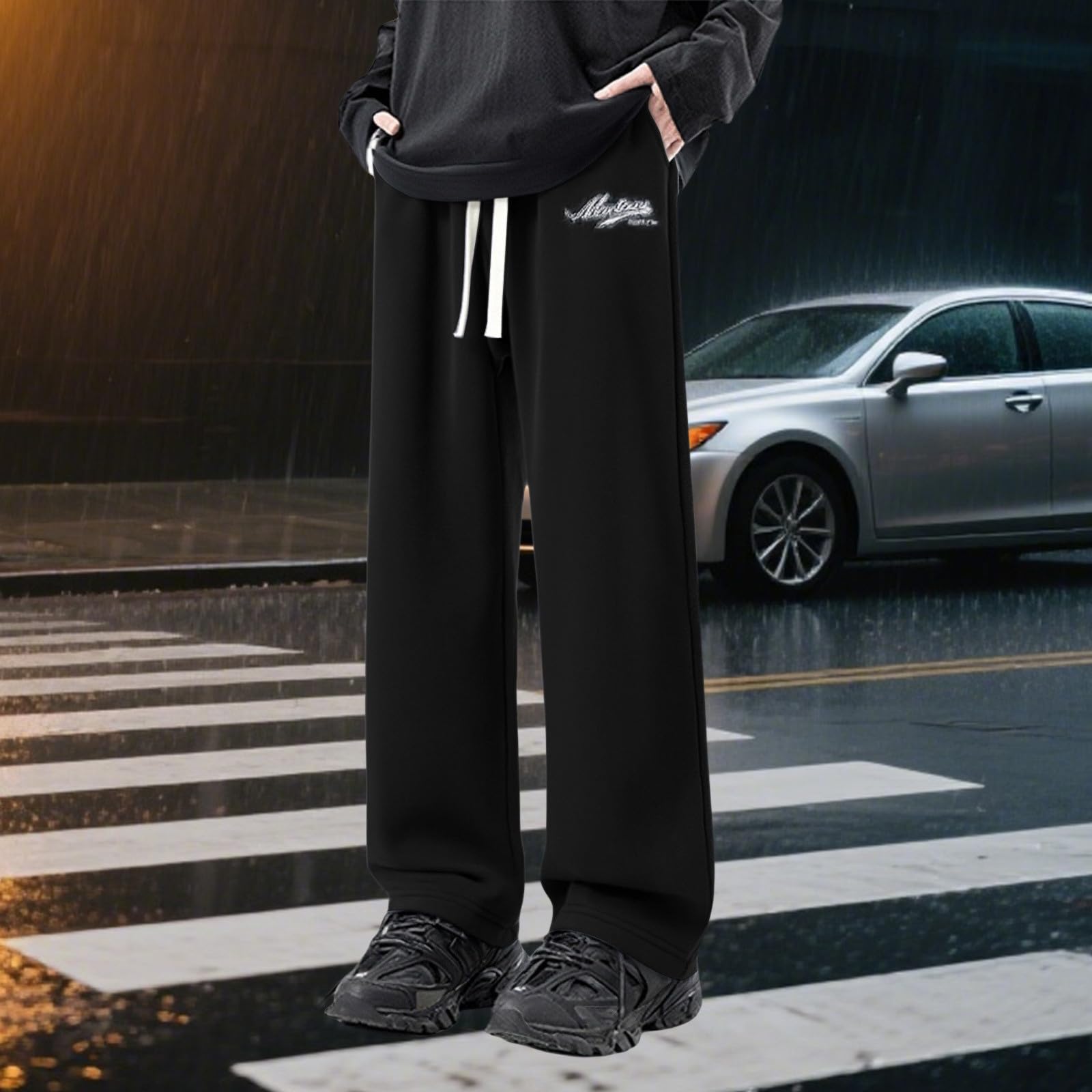 Freizeit-Fleecehose für Herren, Locker Geschnitten, Gerades Bein Haushose Herren Baumwolle Polyester Jogginghose Jogging Hose Arbeitshosen Stretch Dschungelcamp Hose