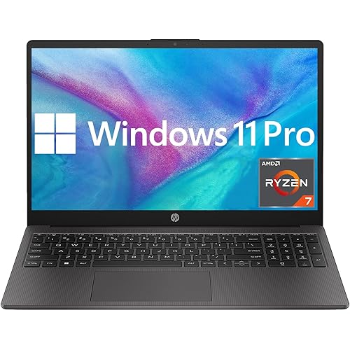 HP 255 G10 Business Laptop 2025 Updated, 15.6" FHD, AMD Ryzen 7 7730U (64GB RAM | 2TB SSD), Numeric Keypad, Webcam, Windows 11 Pro, WiFi 6& Bluetooth with LTP Accessory Kit