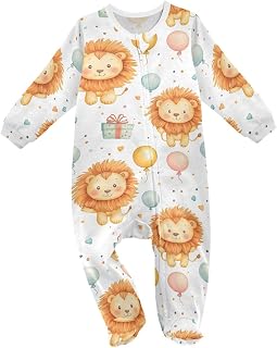 vvfelixl Birthday Lion Baby Sleepers for Girl Boys Newborn Baby Play One-Piece Footies for 0-3 Months