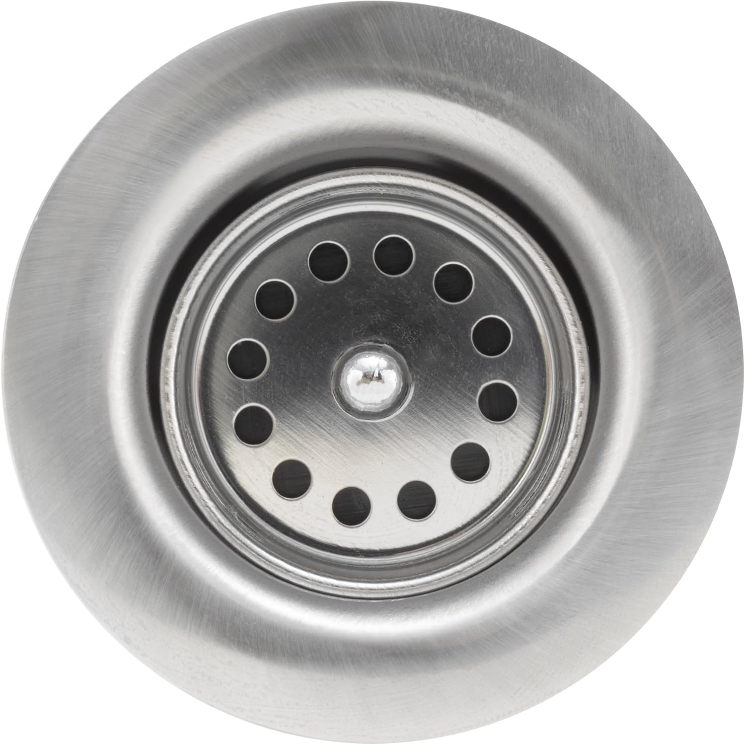 RecPro RV Brushed Nickel Sink Drain | Removable Strainer Basket | Fits 2" Drain Holes | Easy Connection