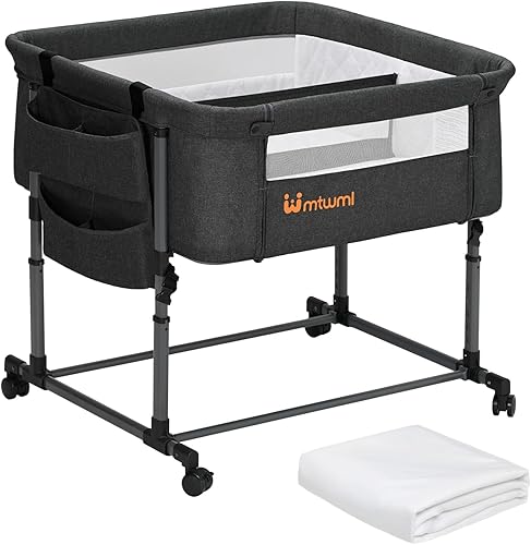 Miniatura 11 de MTWML Cuna gemelar para 2 bebés, cuna portátil para gemelos con bolsa de almacenamiento y funda de colchón reemplazable, cuna de cama doble