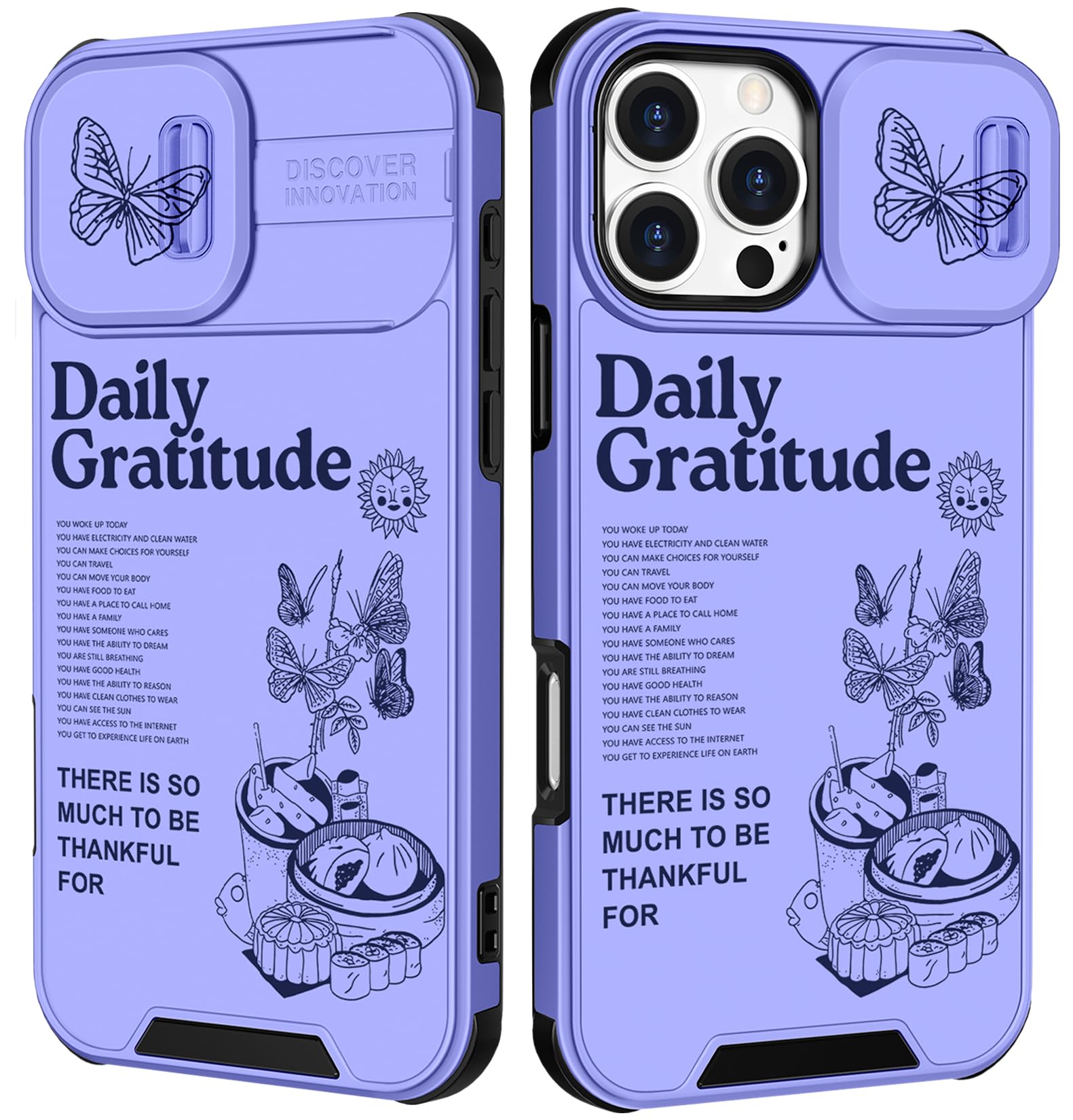 Funermei for iPhone 16 Pro Max Case - Women Girls Cute Phone Cover Girly Pretty Aesthetic Quotes Unique Design with Camera Cover Funda for Apple for iPhone 16 Pro Max Purple Butterfly