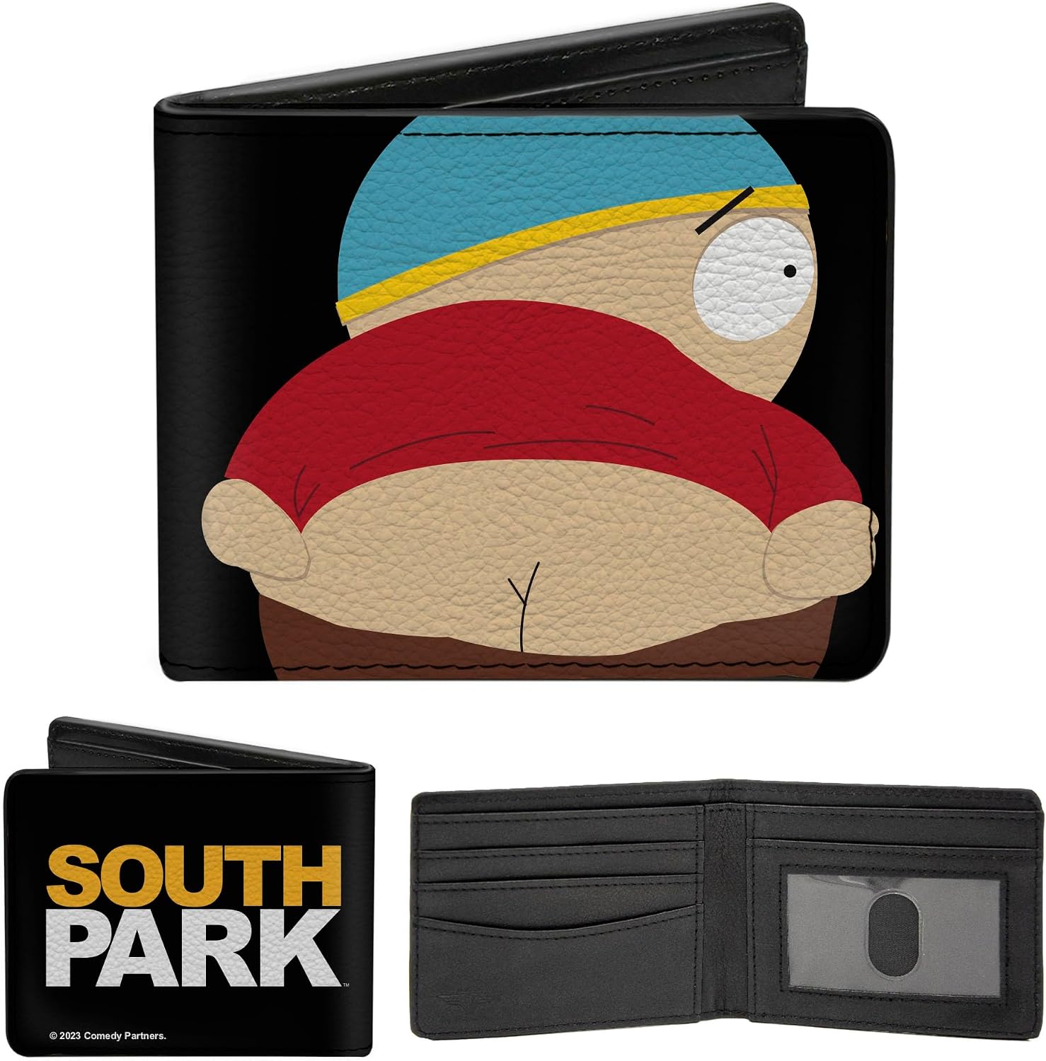 South Park Wallet, Bifold, Cartman Mooning Pose and Logo, Vegan Leather