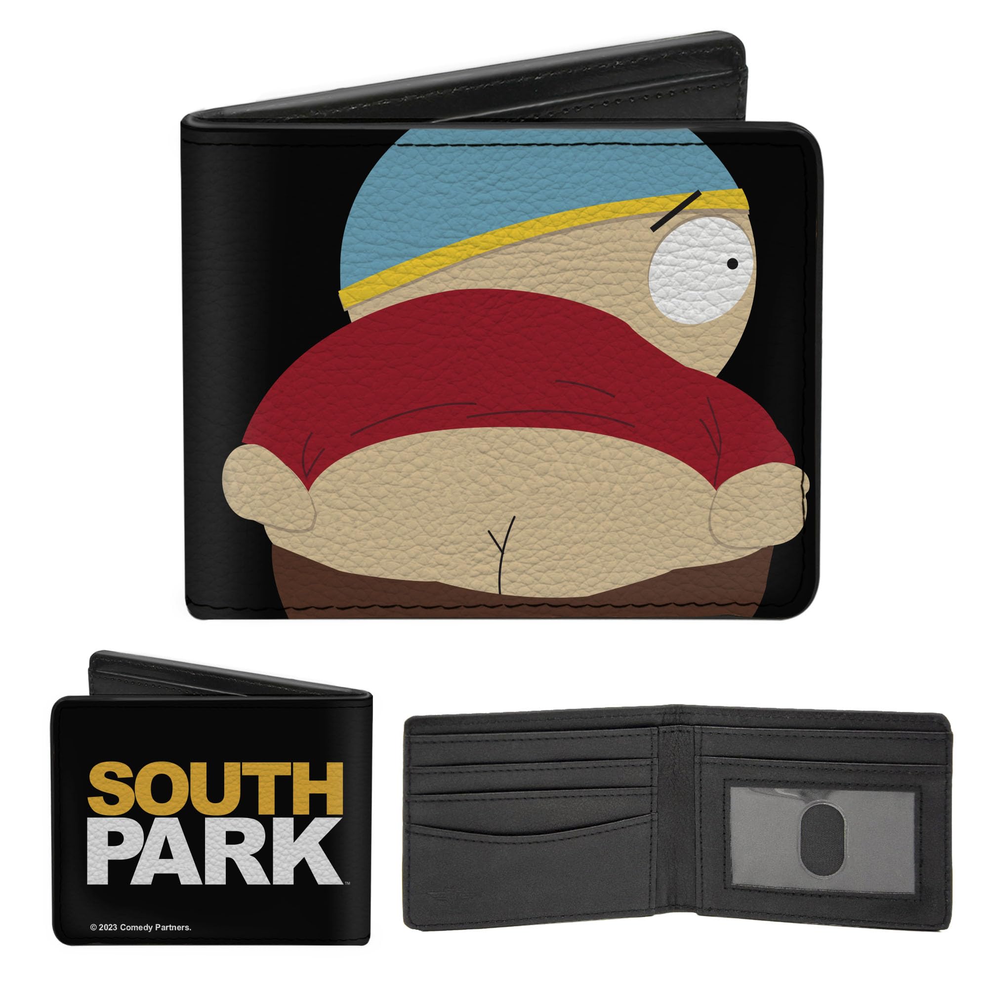 South Park Wallet, Bifold, Cartman Mooning Pose and Logo, Vegan Leather